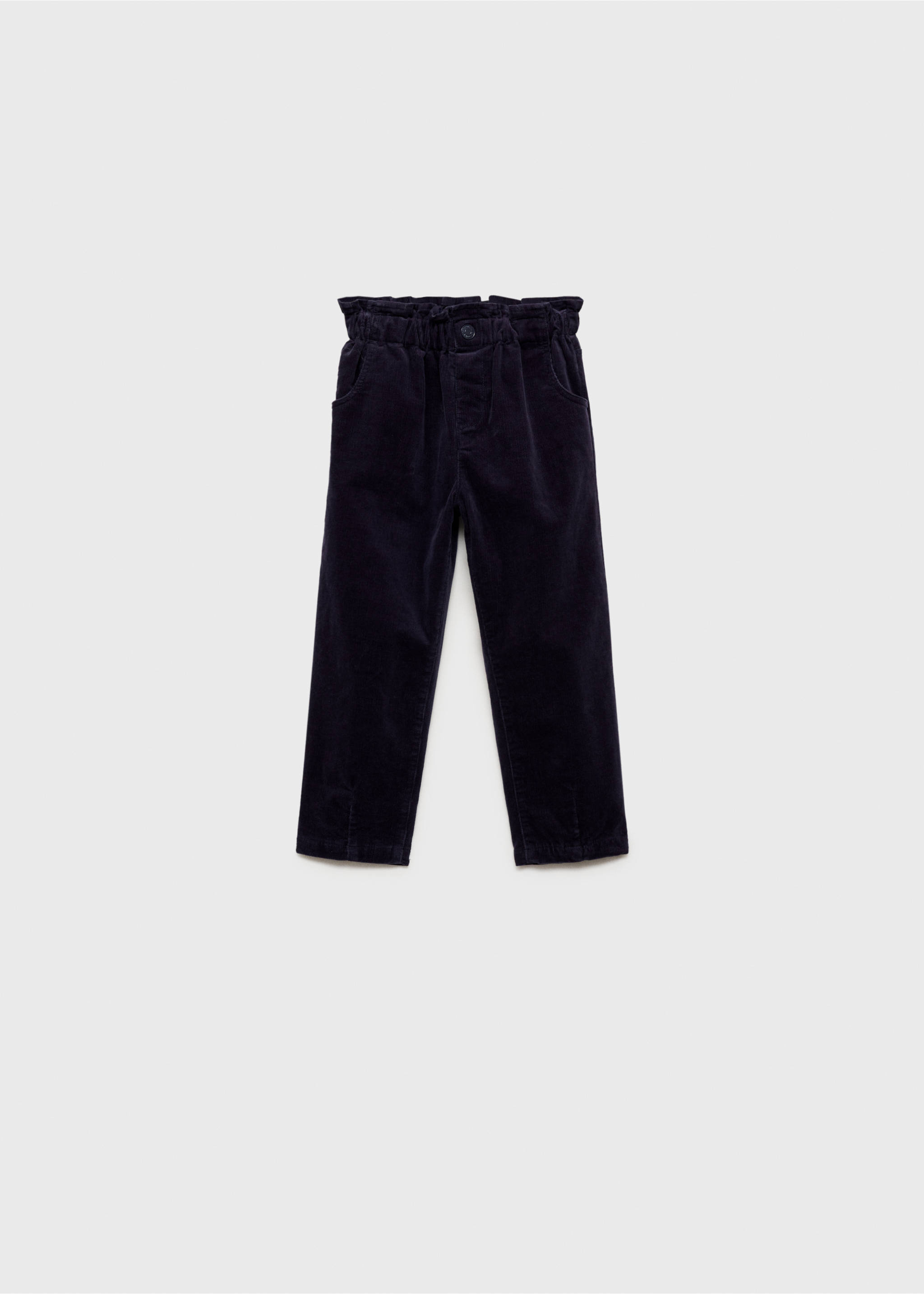 Corduroy paper bag pants - Article without model, Dark Navy. Ref: 77076344-00.