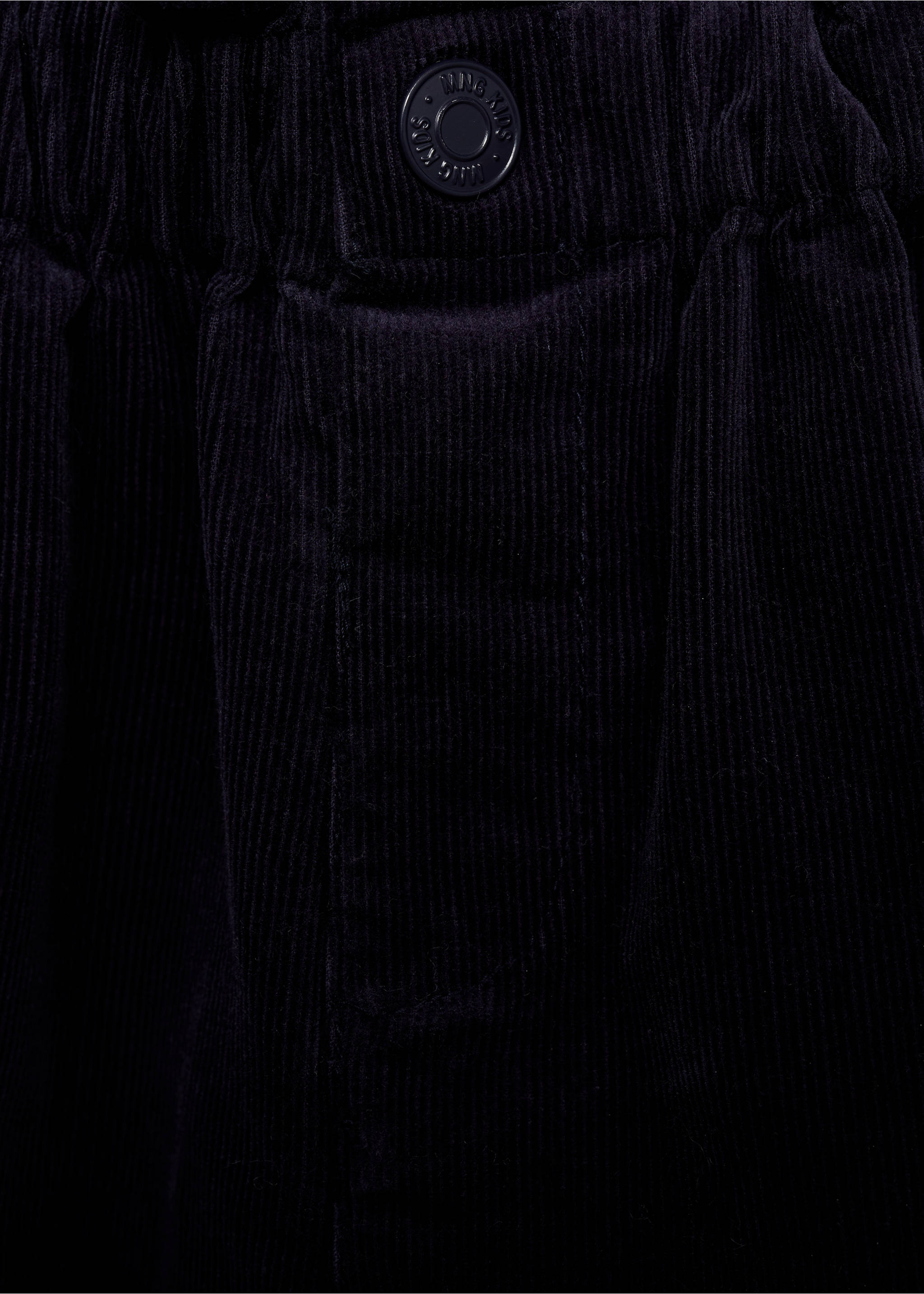 Corduroy paper bag pants - Details of the article 8, Dark Navy. Ref: 77076344-00.
