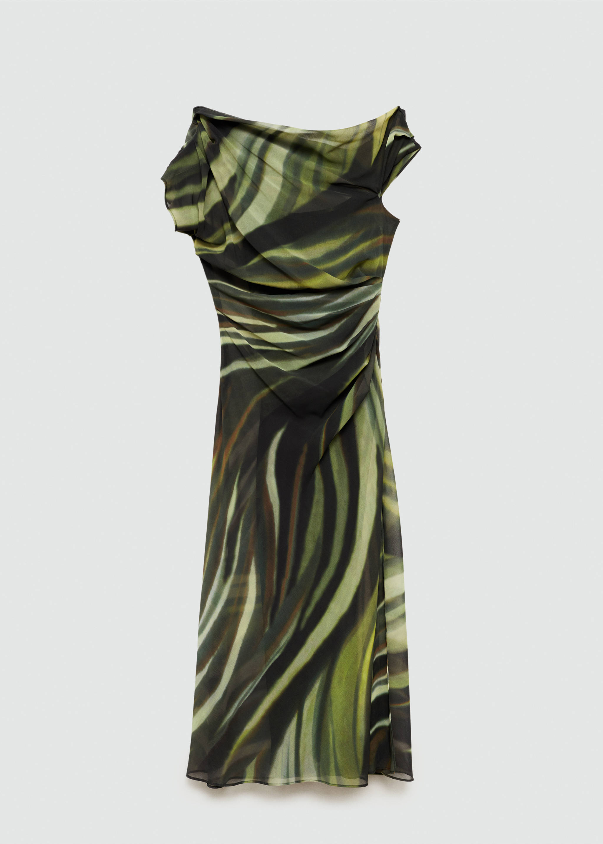 Printed dress with draped detail - Article without model, Black. Ref: 77076356-00.