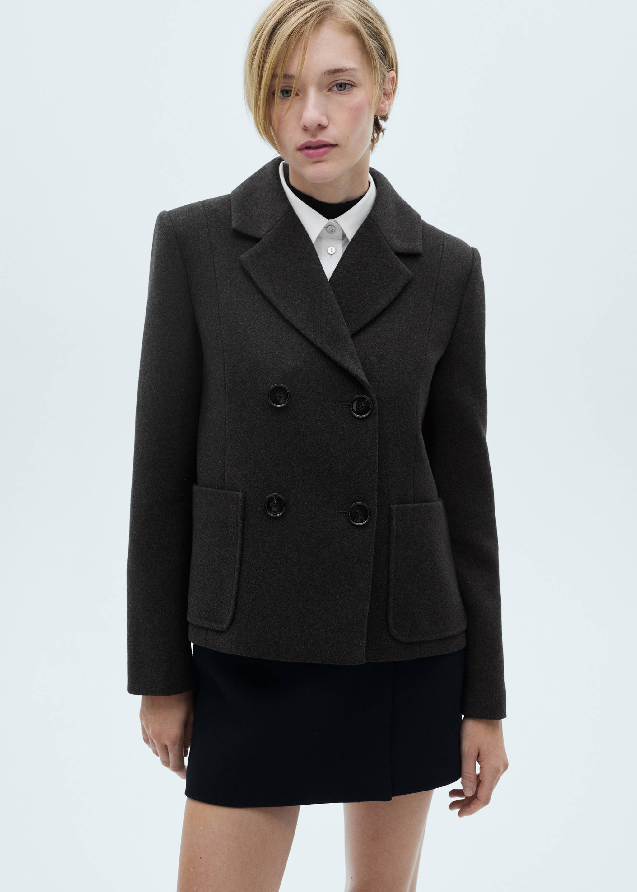 Chaqueta lana doble botonadura - Plano medio