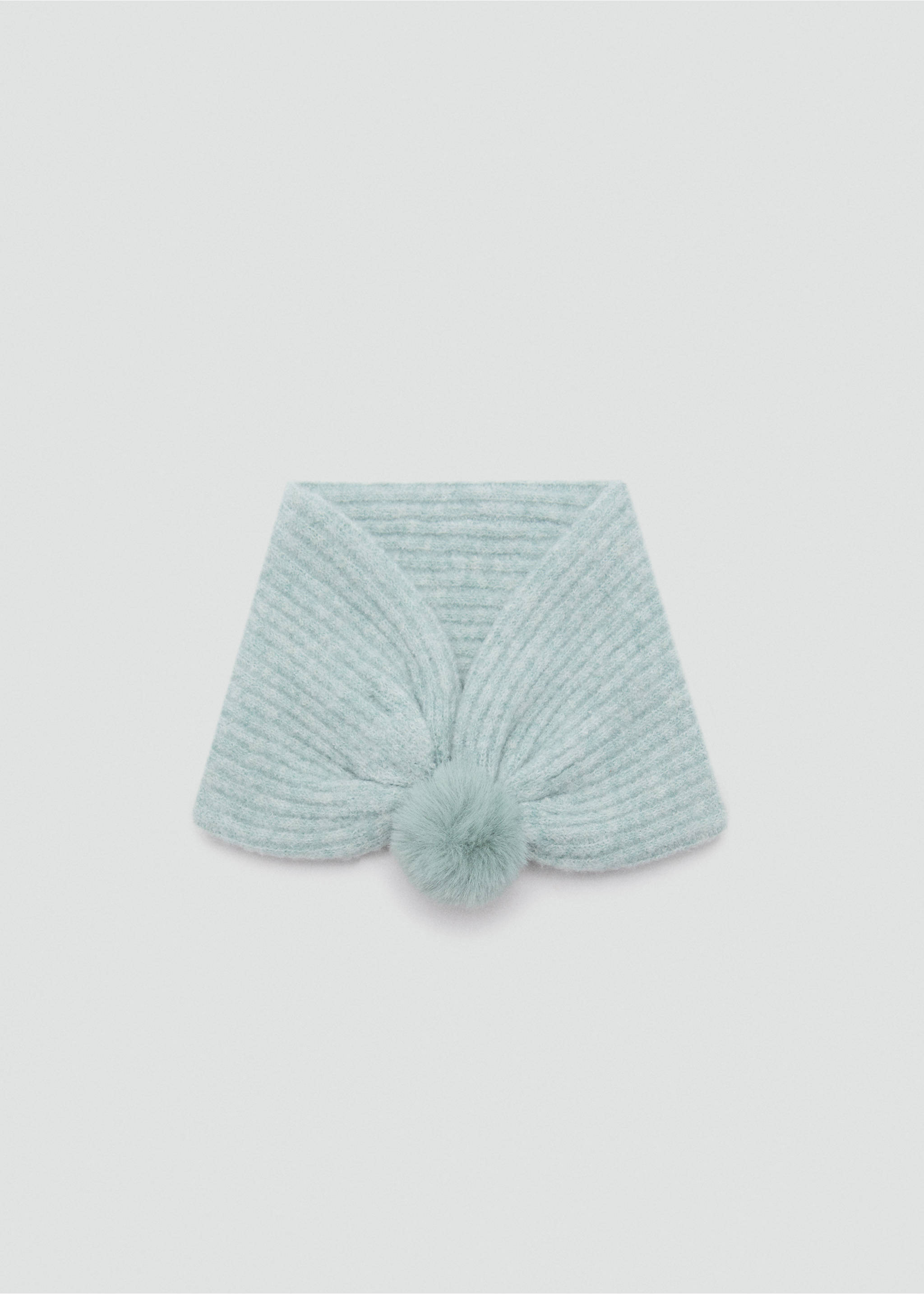 Pompom knit scarf - Article without model, Aqua Green. Ref: 77076728-00.