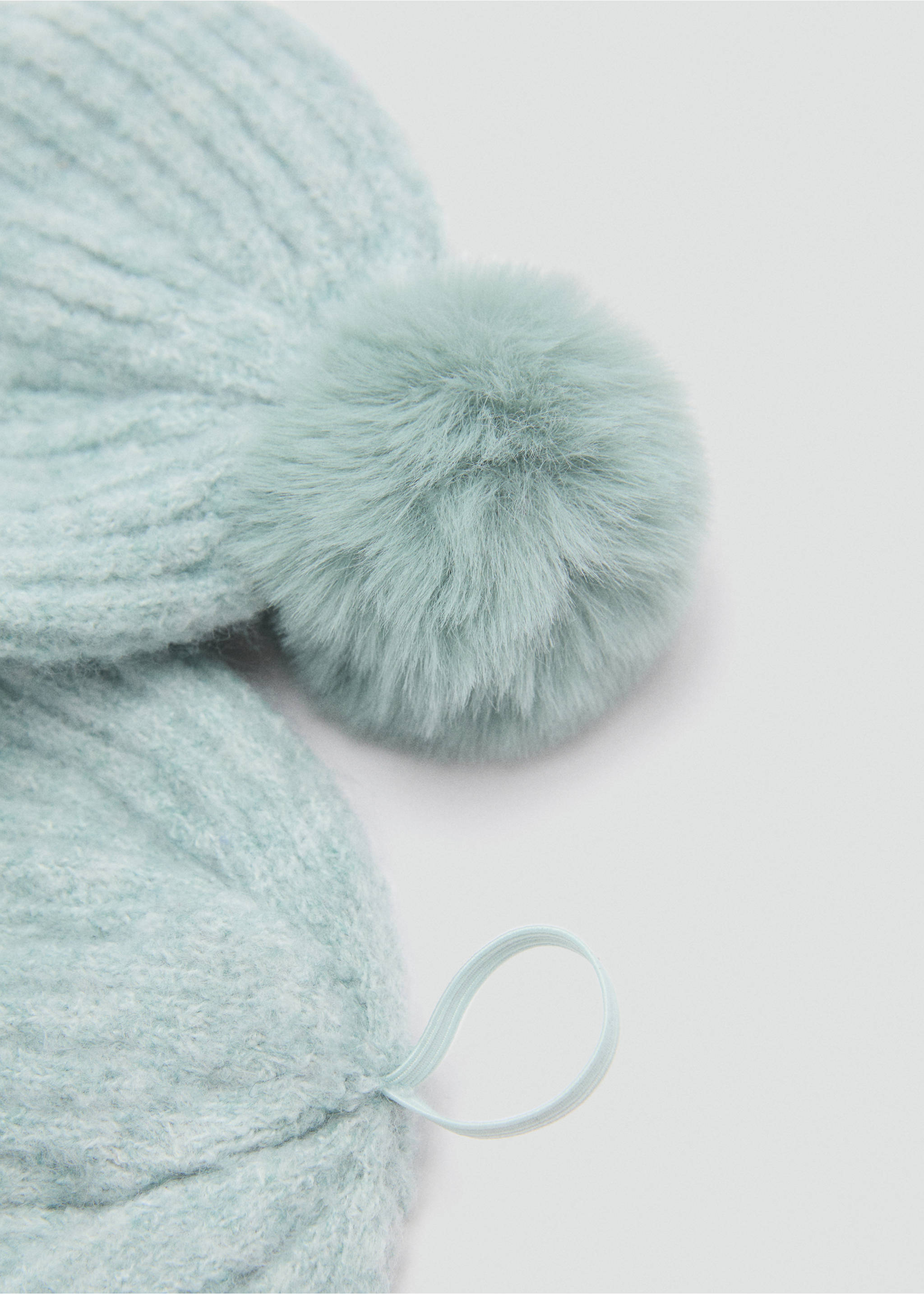 Pompom knit scarf - Medium plane, Aqua Green. Ref: 77076728-00.