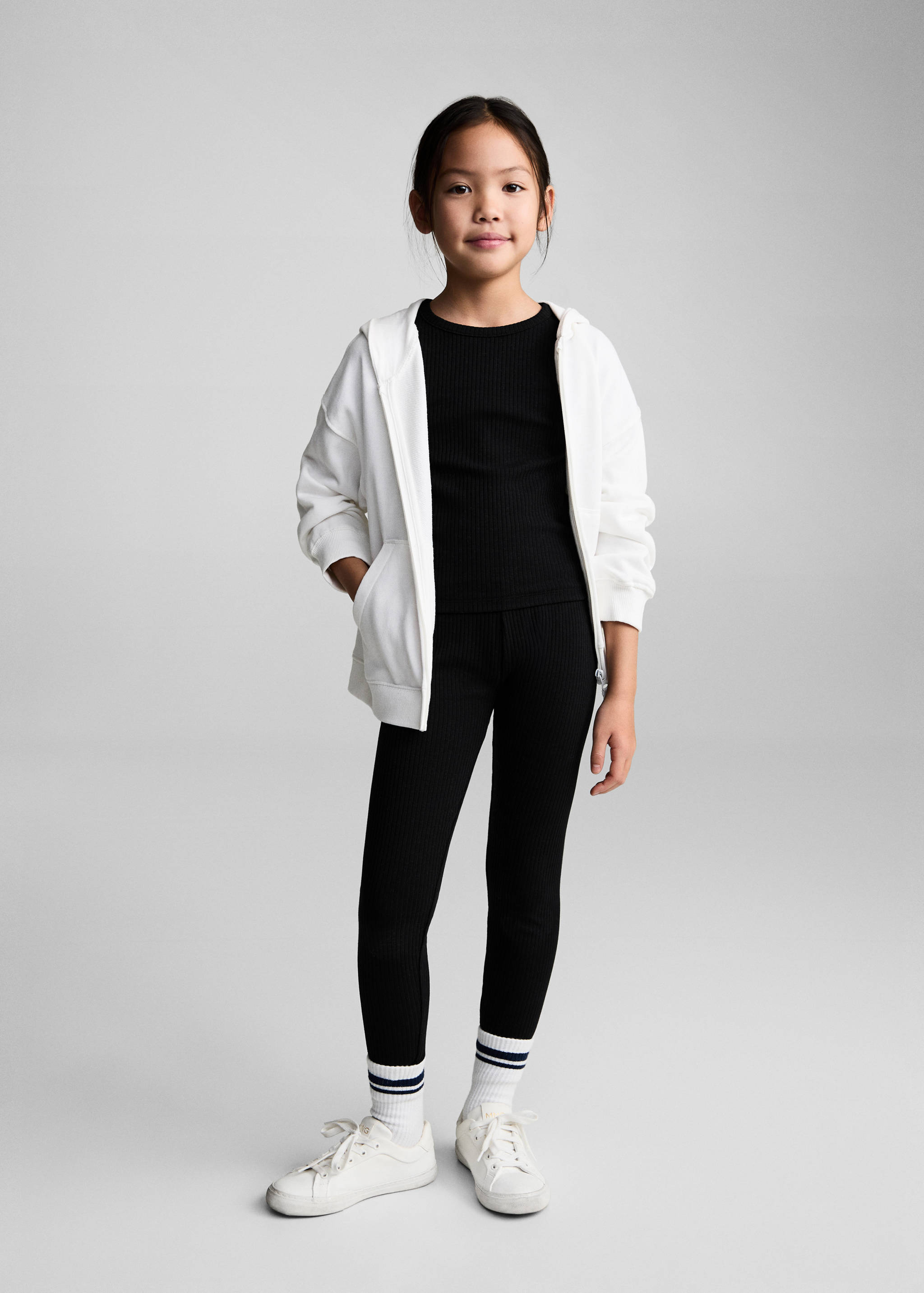 Cotton ribbed leggings - General plane