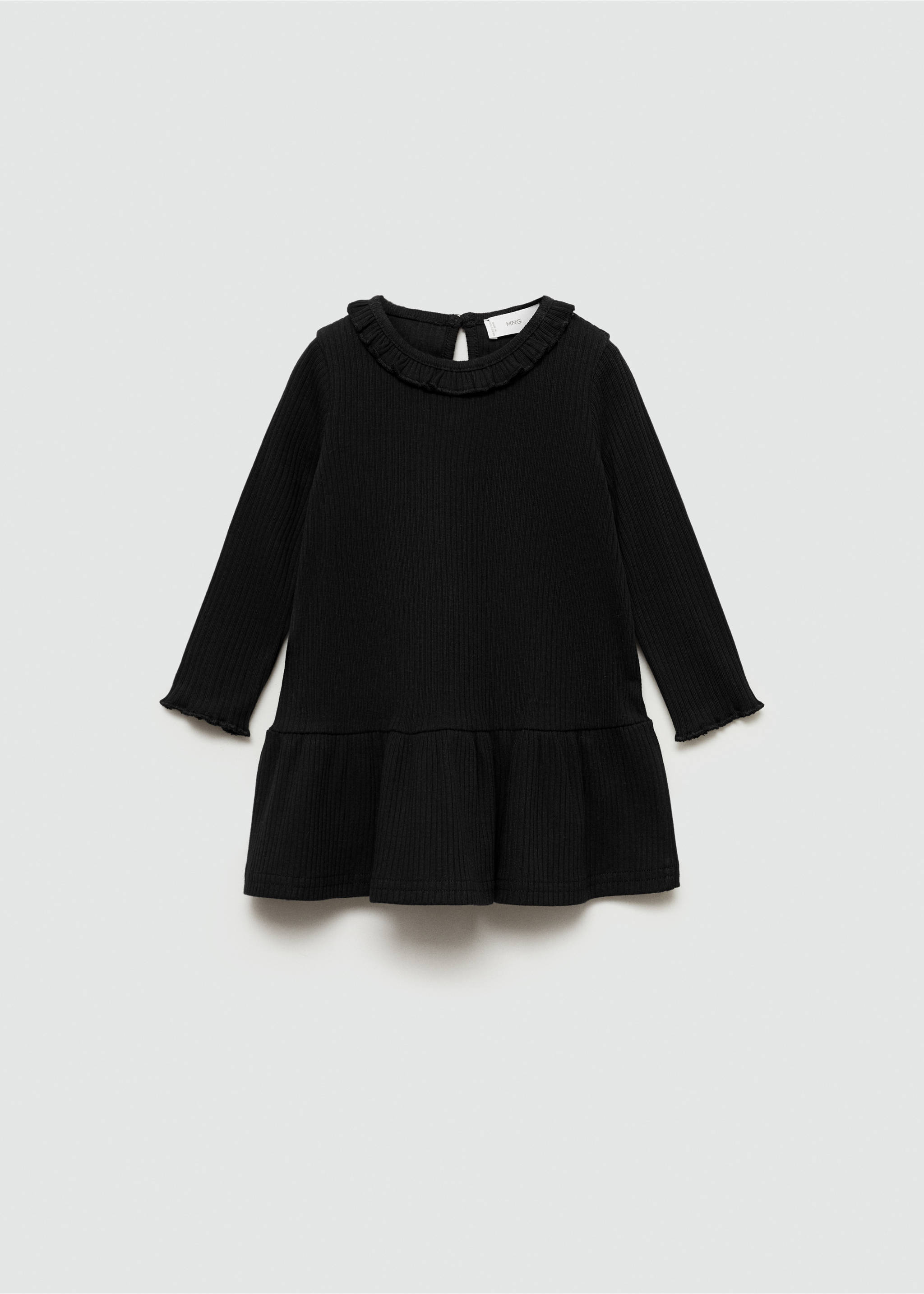 Vestido canalé volantes - Artículo sin modelo, Negro. Ref: 77076734-00.