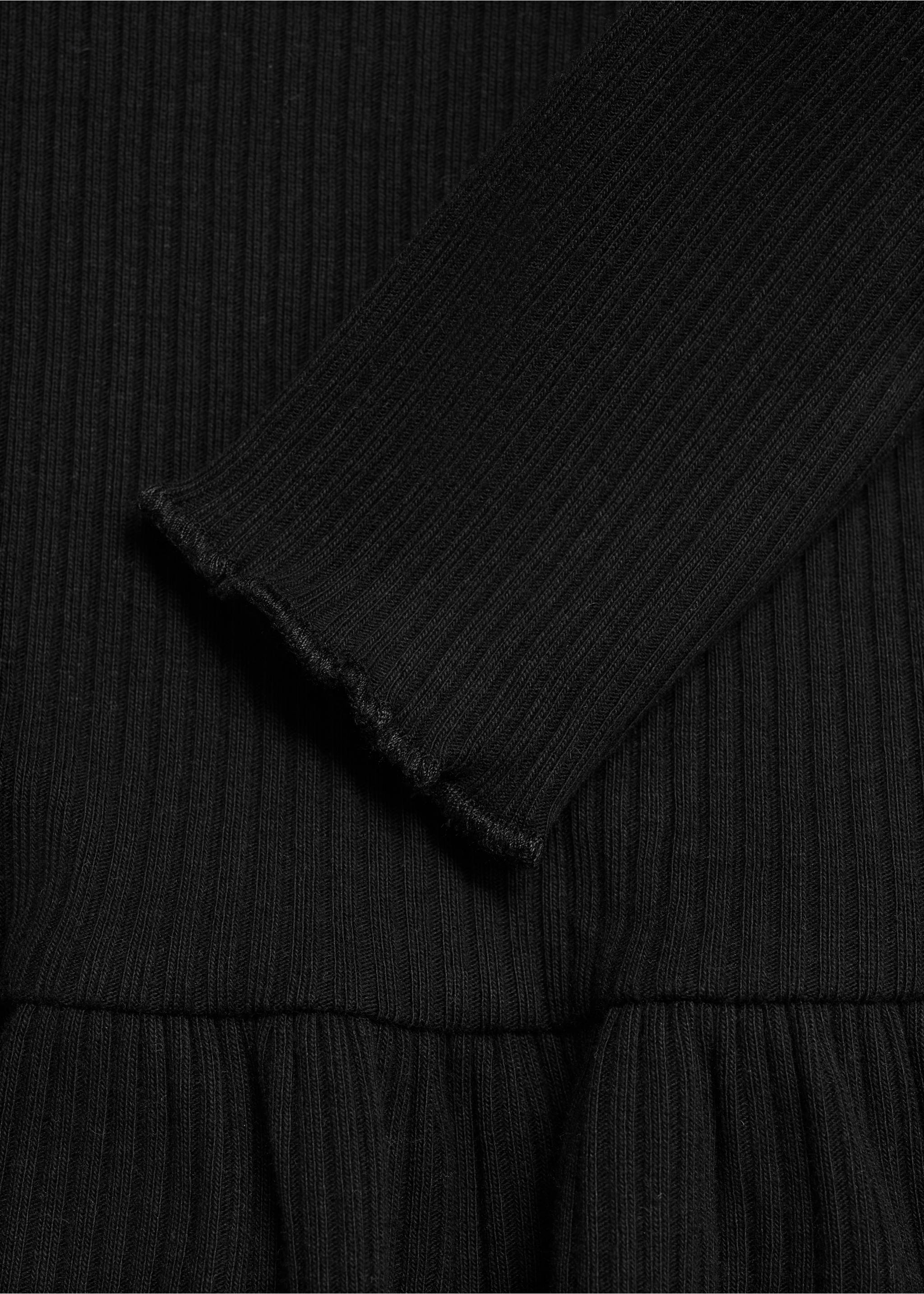 Vestido canalé volantes - Detalle del artículo 8, Negro. Ref: 77076734-00.