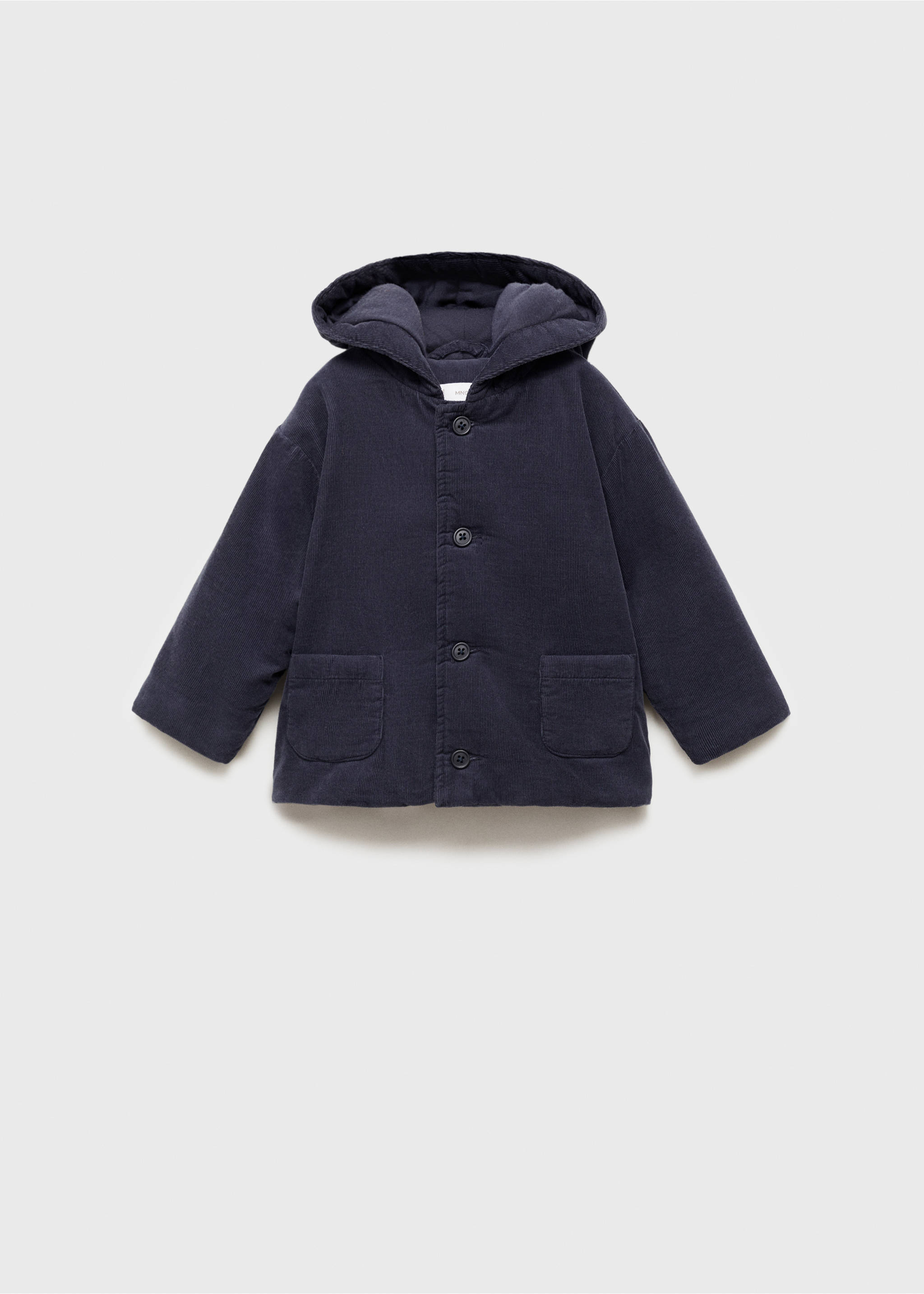 Hood corduroy coat - Article without model, Dark Navy. Ref: 77076735-00.