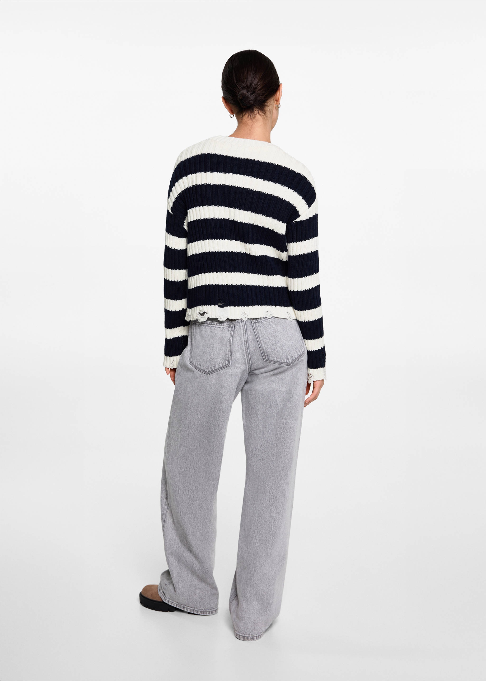Knit striped sweater - Reverse of the article, Dark Navy. Ref: 77076736-00.