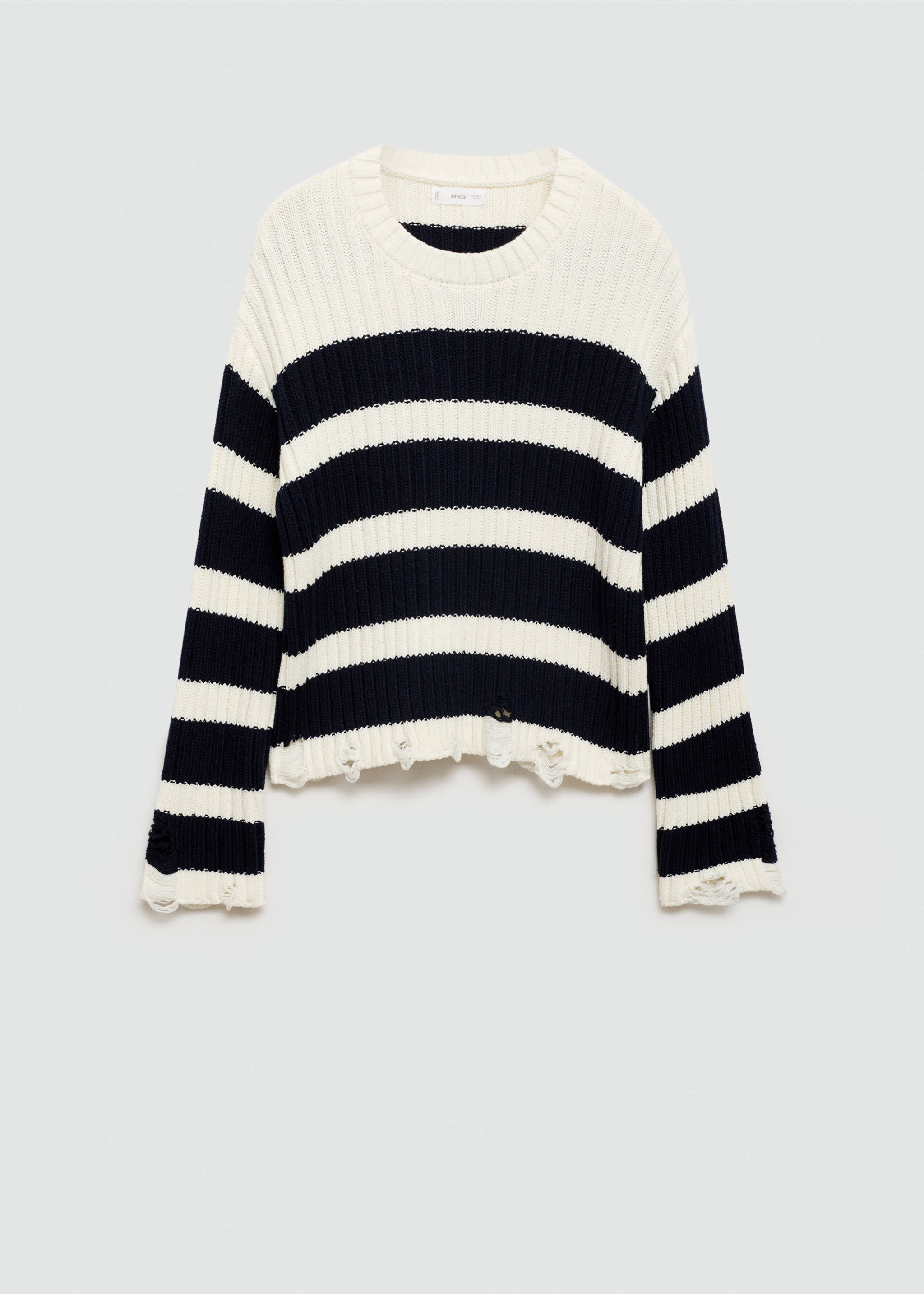 Knit striped sweater - Article without model, Dark Navy. Ref: 77076736-00.
