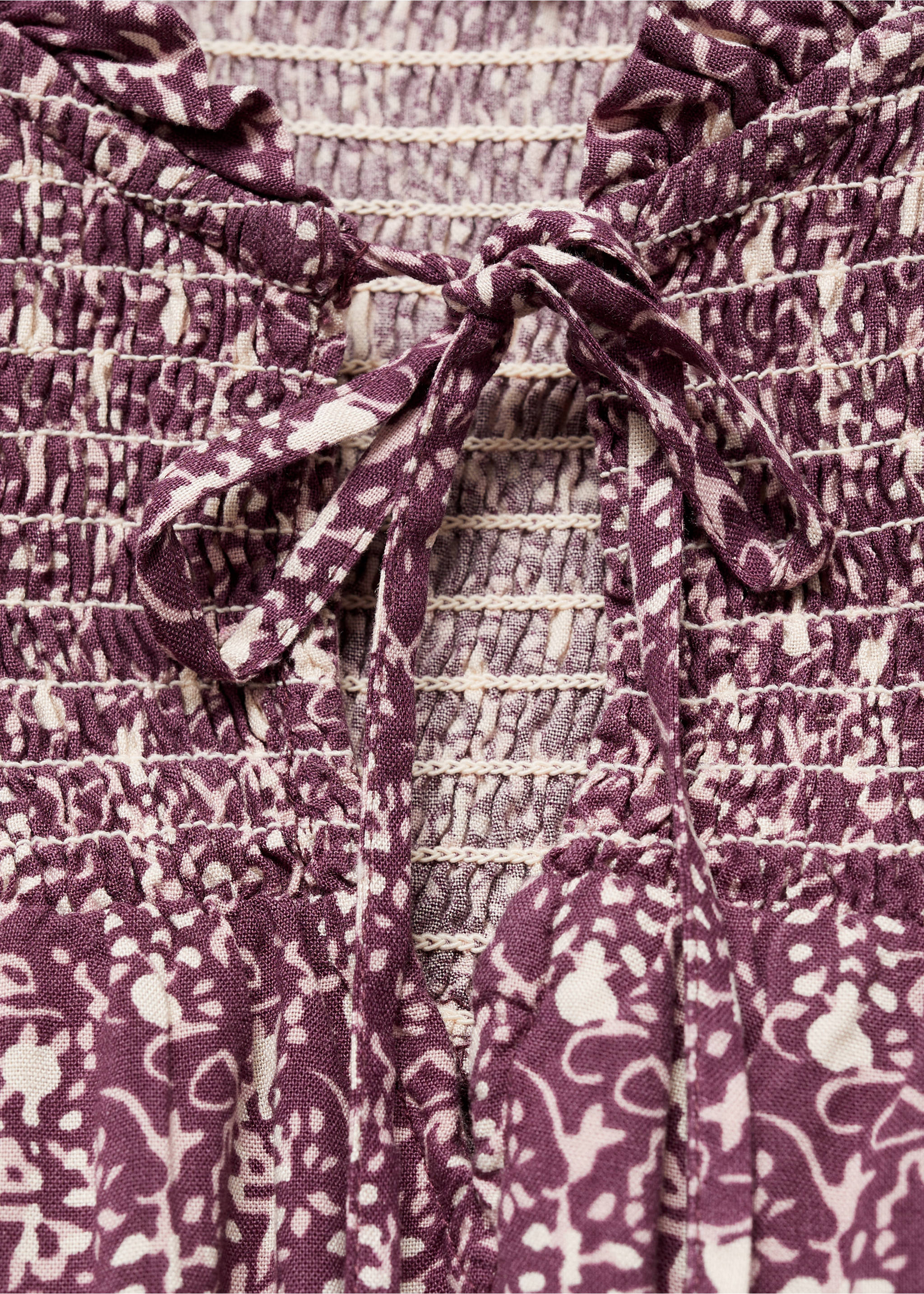 Vestido floral fruncido - Detalle del artículo 0, Rosa. Ref: 77076740-00.