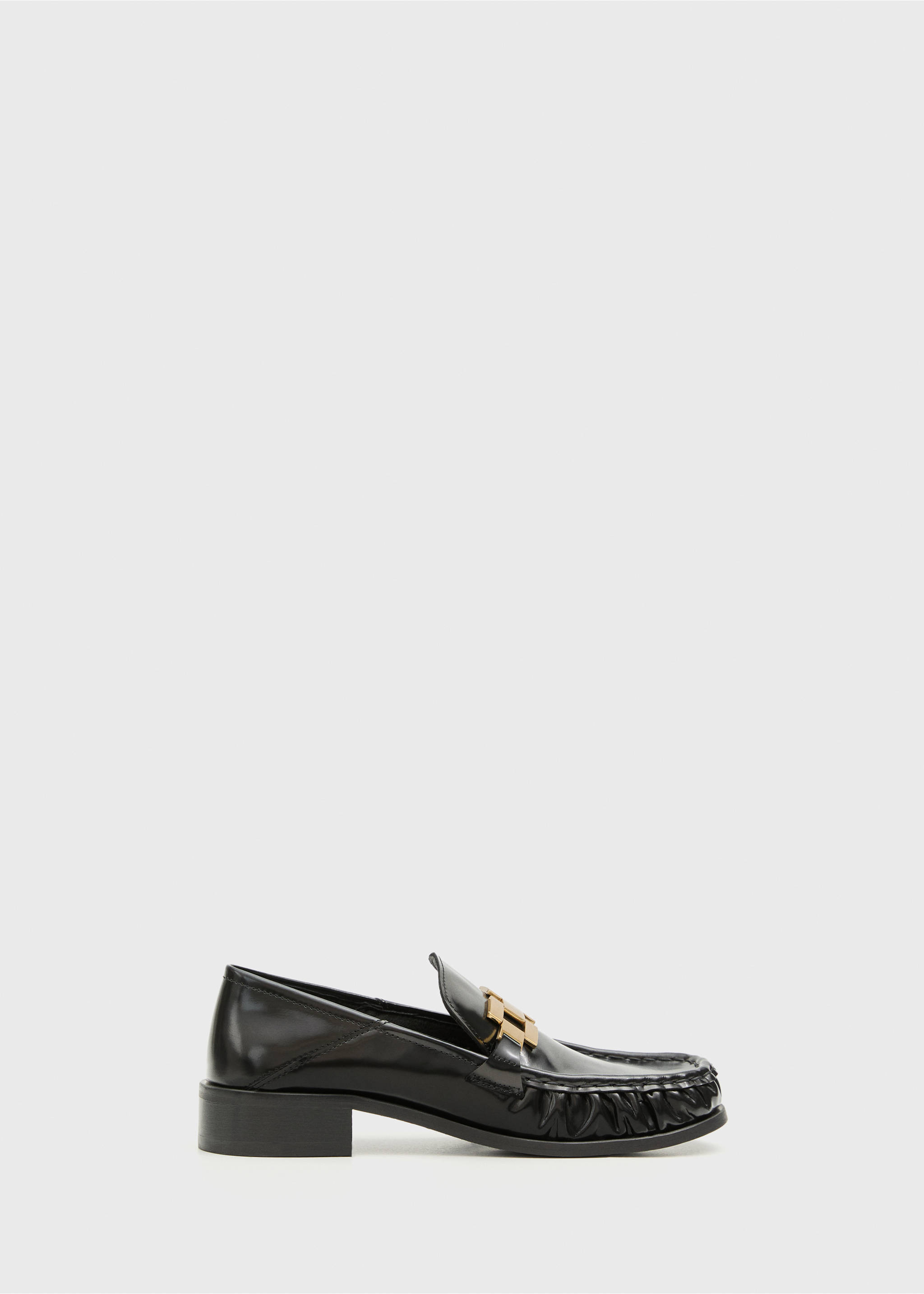 Leren schoen met metallic detail - Artikel zonder model, Zwart. Ref: 77076757-00.