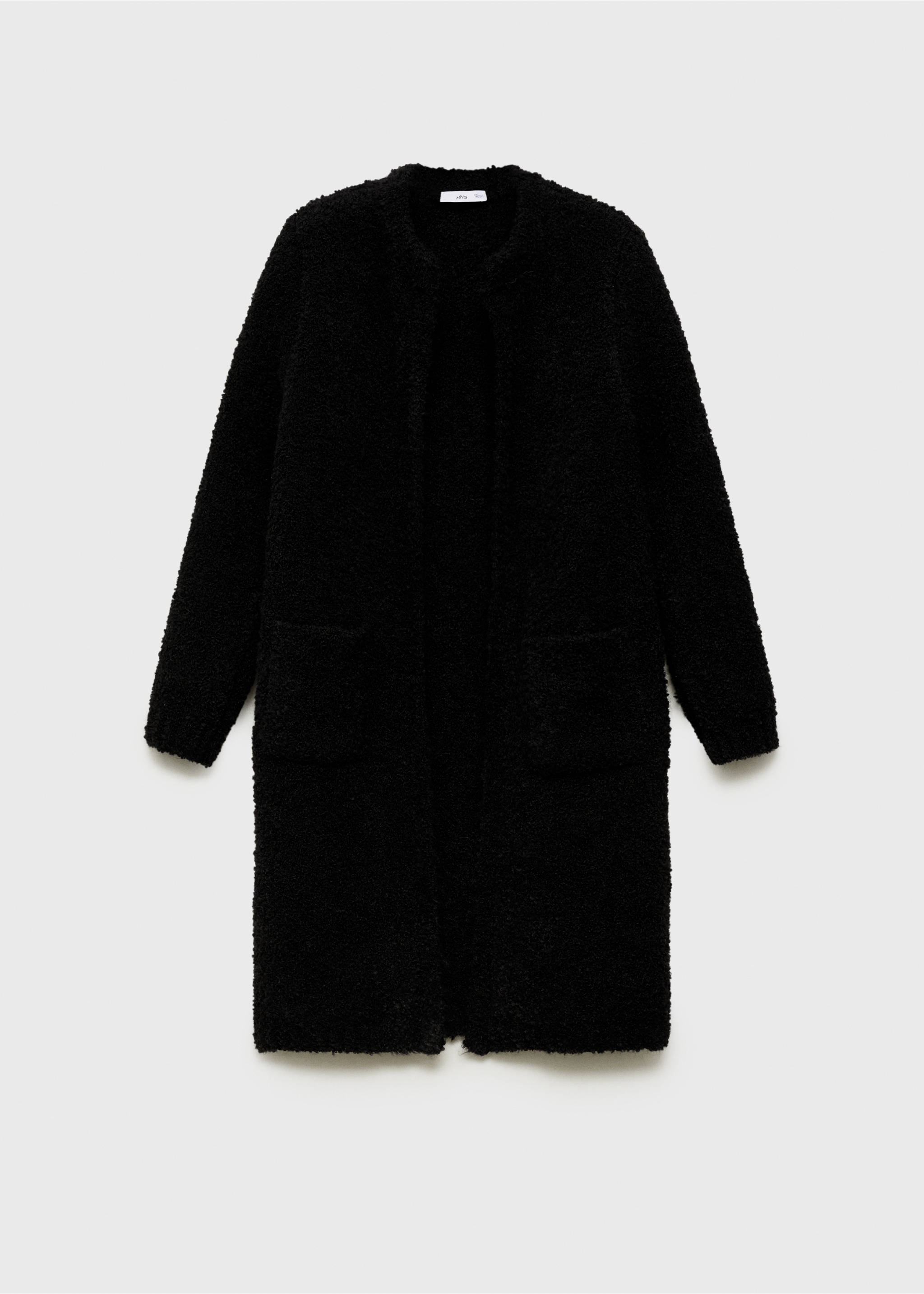 Pleteni kaput od bukle vune - Artikl bez modela, Crna. Ref: 77076763-00.