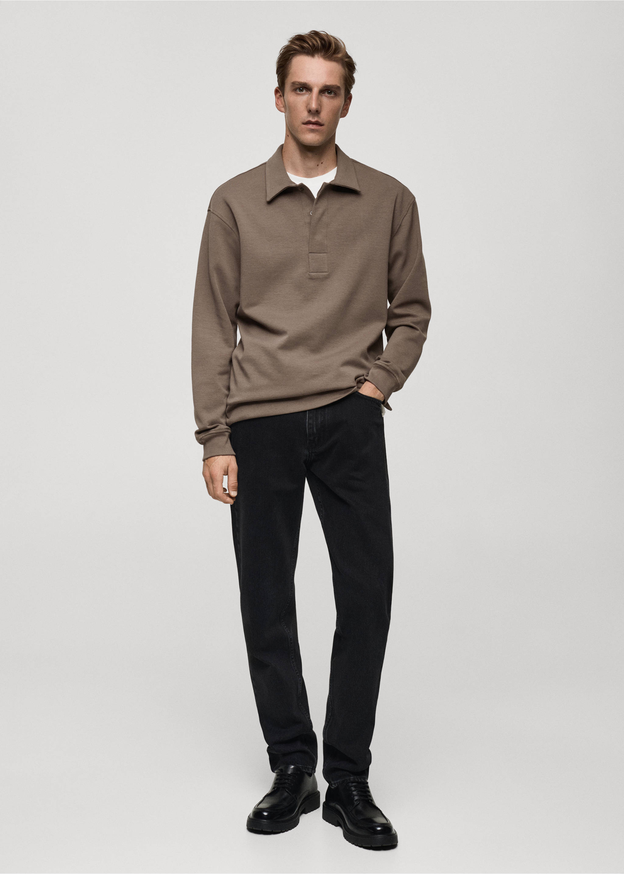 Relaxed-fit cotton polo - General plane, Mink Grey. Ref: 77077111-00.