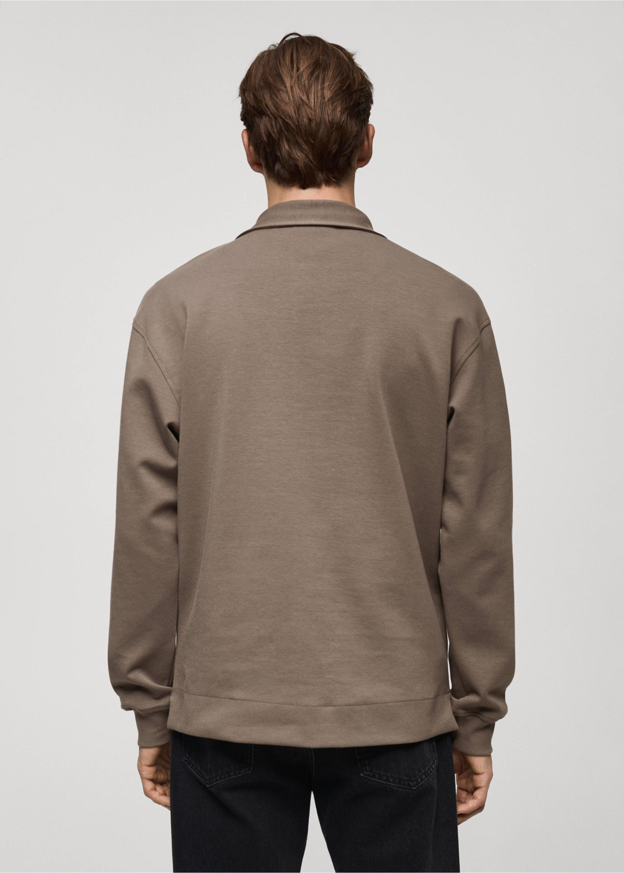 Relaxed-fit cotton polo - Reverse of the article, Mink Grey. Ref: 77077111-00.