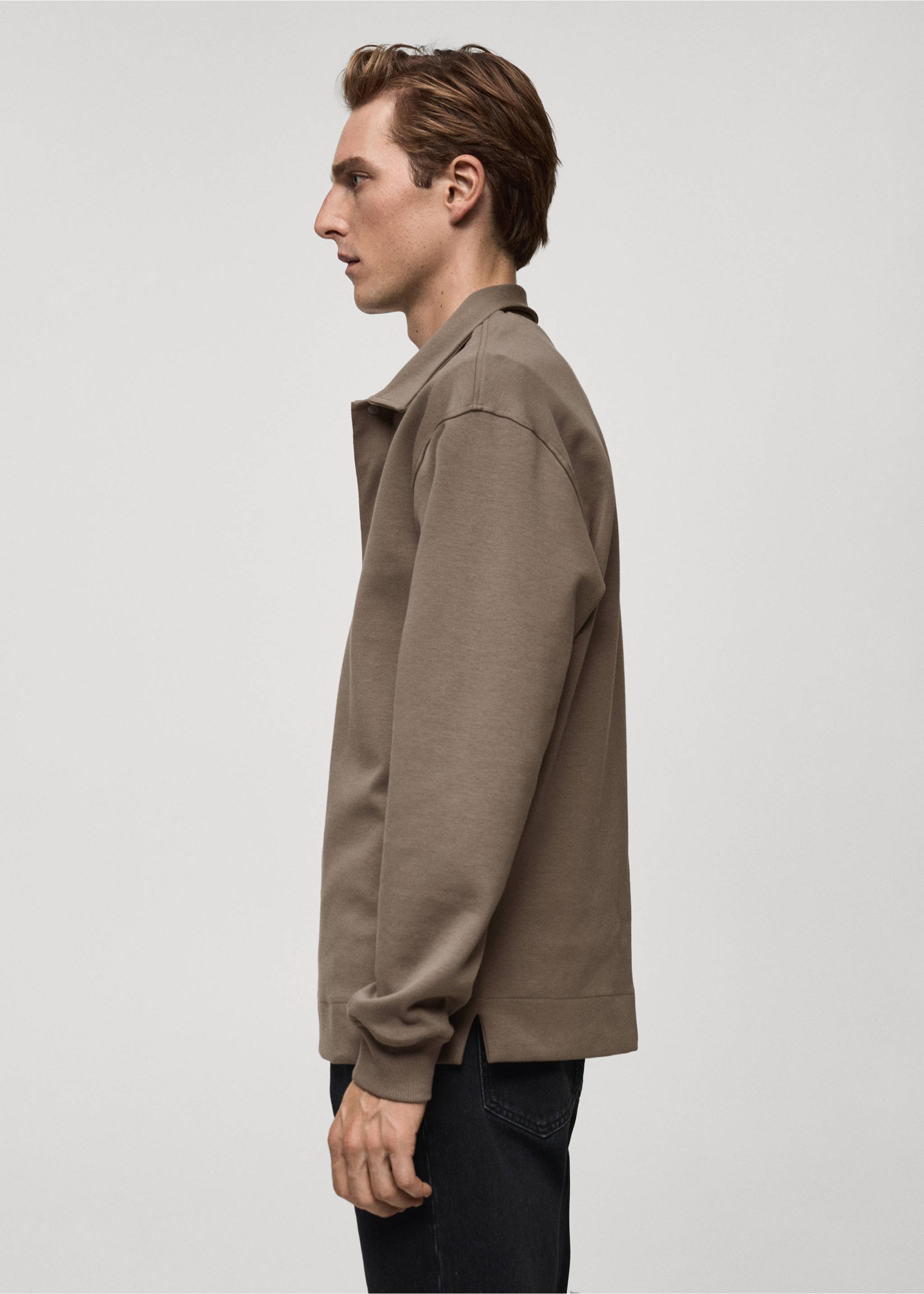 Relaxed-fit cotton polo - Details of the article 2, Mink Grey. Ref: 77077111-00.