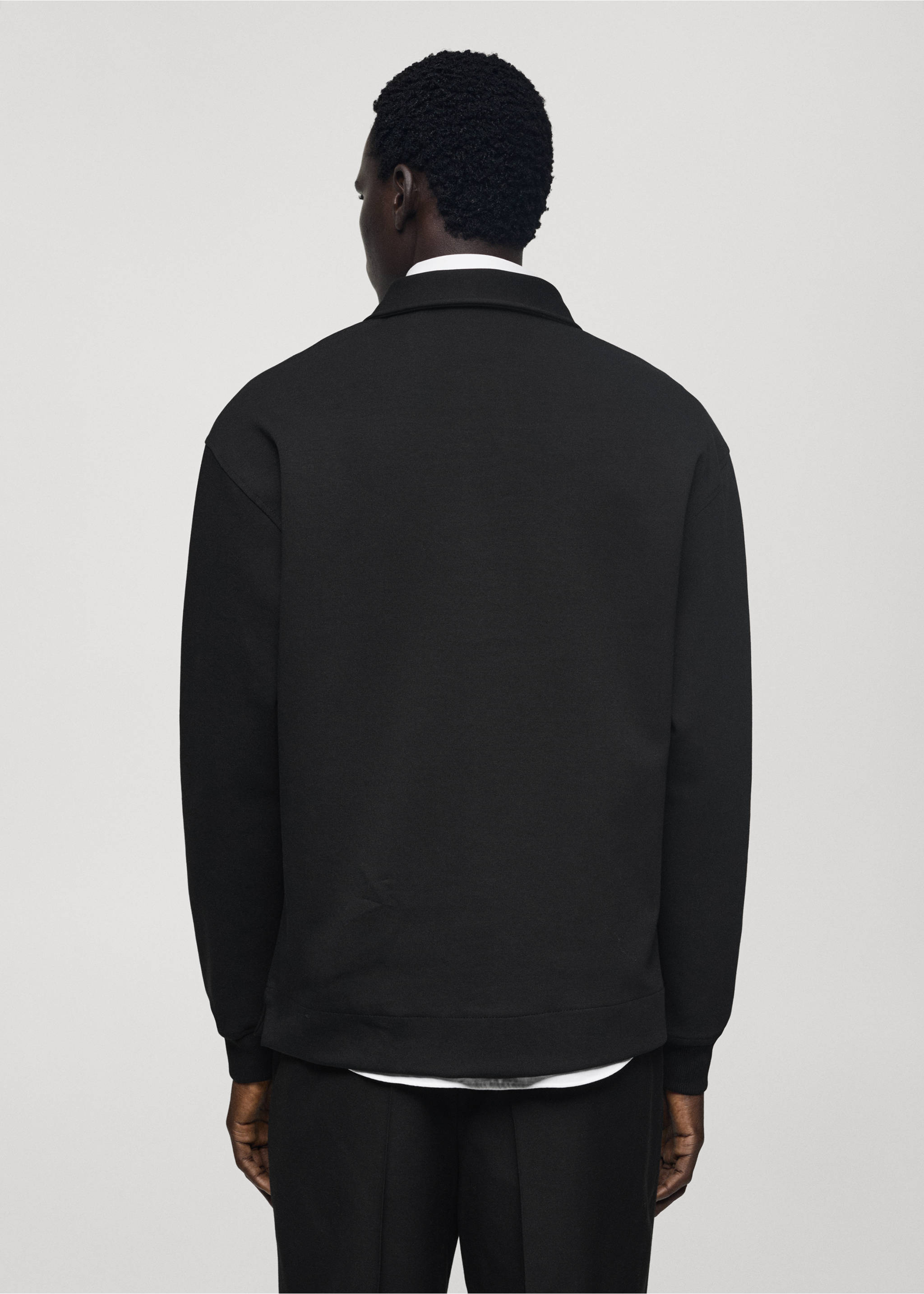 Relaxed-fit cotton polo - Reverse of the article, Black. Ref: 77077111-00.