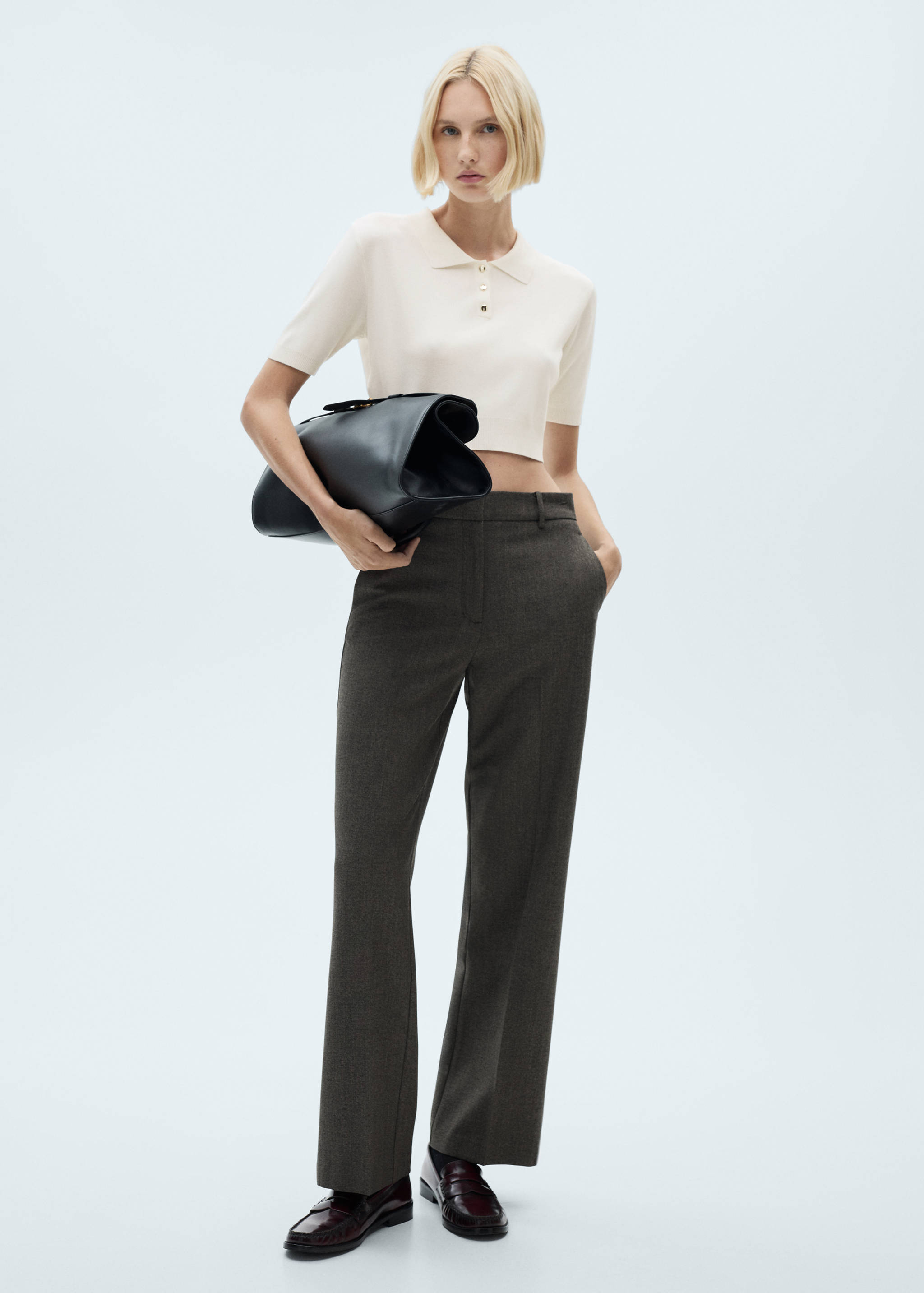 Cropped knitted polo shirt - General plane