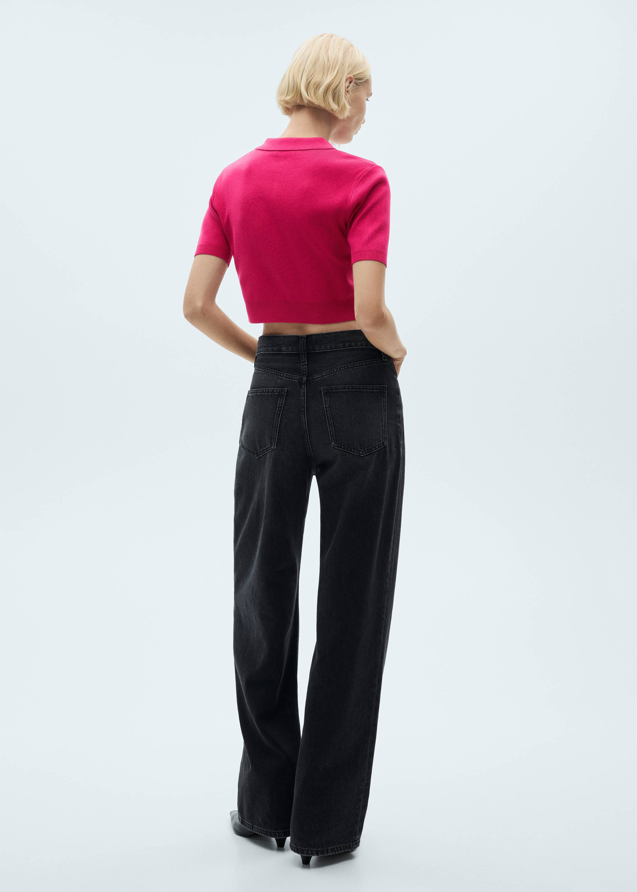 Strick-Poloshirt in Cropped-Länge - Rückseite des Artikels