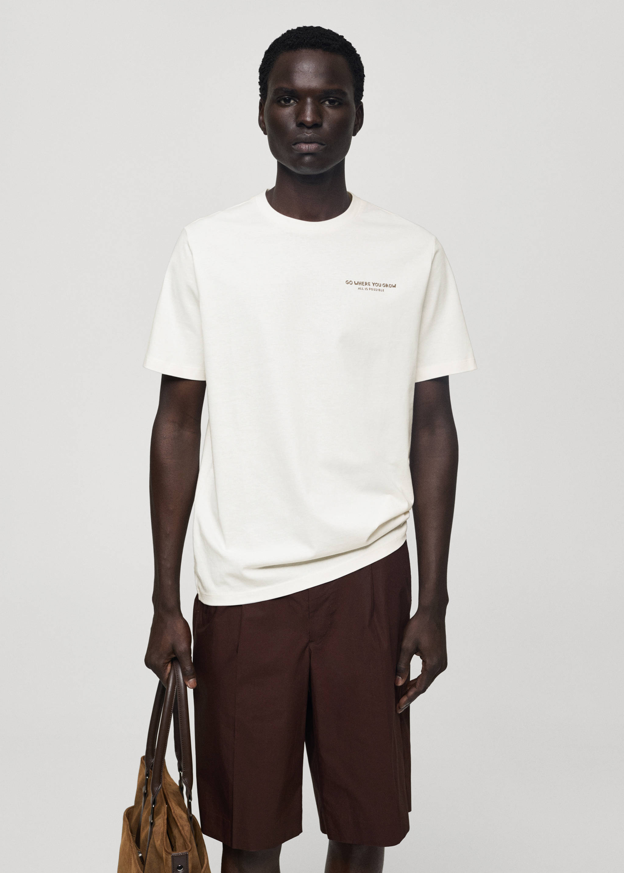 Bedrukt slim-fit T-shirt 100% katoen - Middenvlak