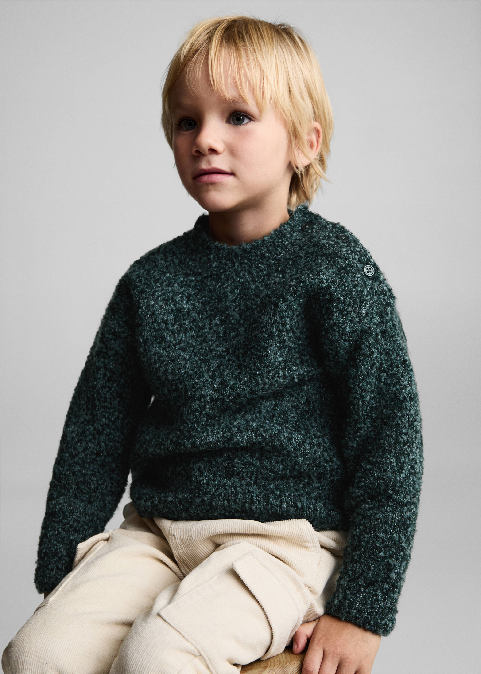 Chunky-knit sweater - Medium plane, Dark Green. Ref: 77077659-00.