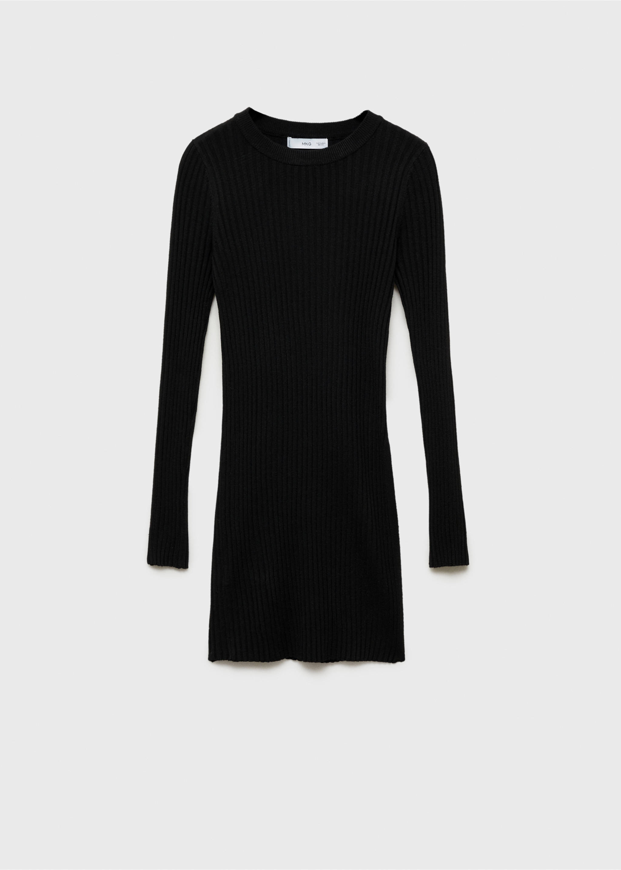 Ribbed short dress - Article without model, Black. Ref: 77077664-00.