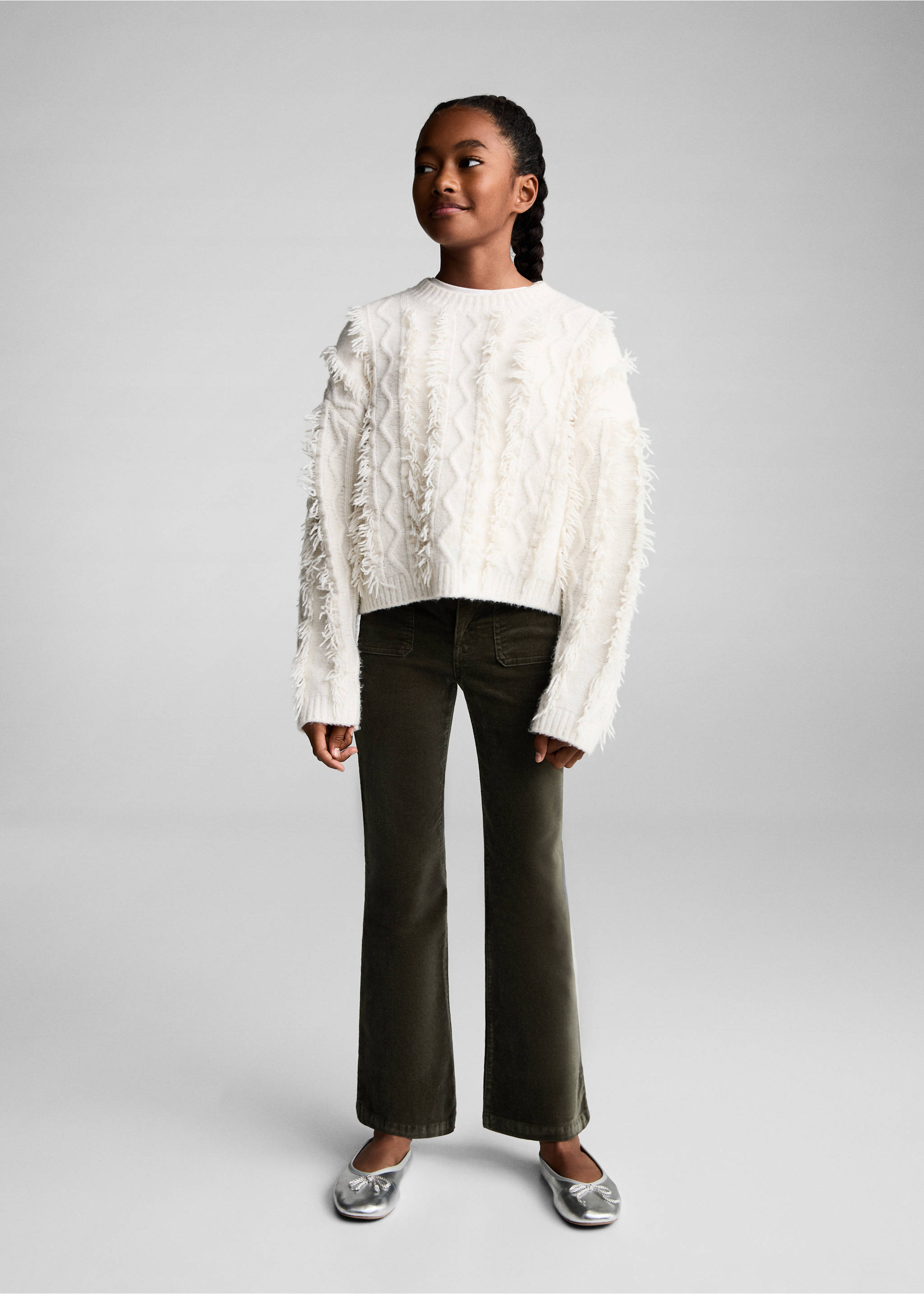 Velvet flared pants - General plane, Khaki. Ref: 77077665-00.