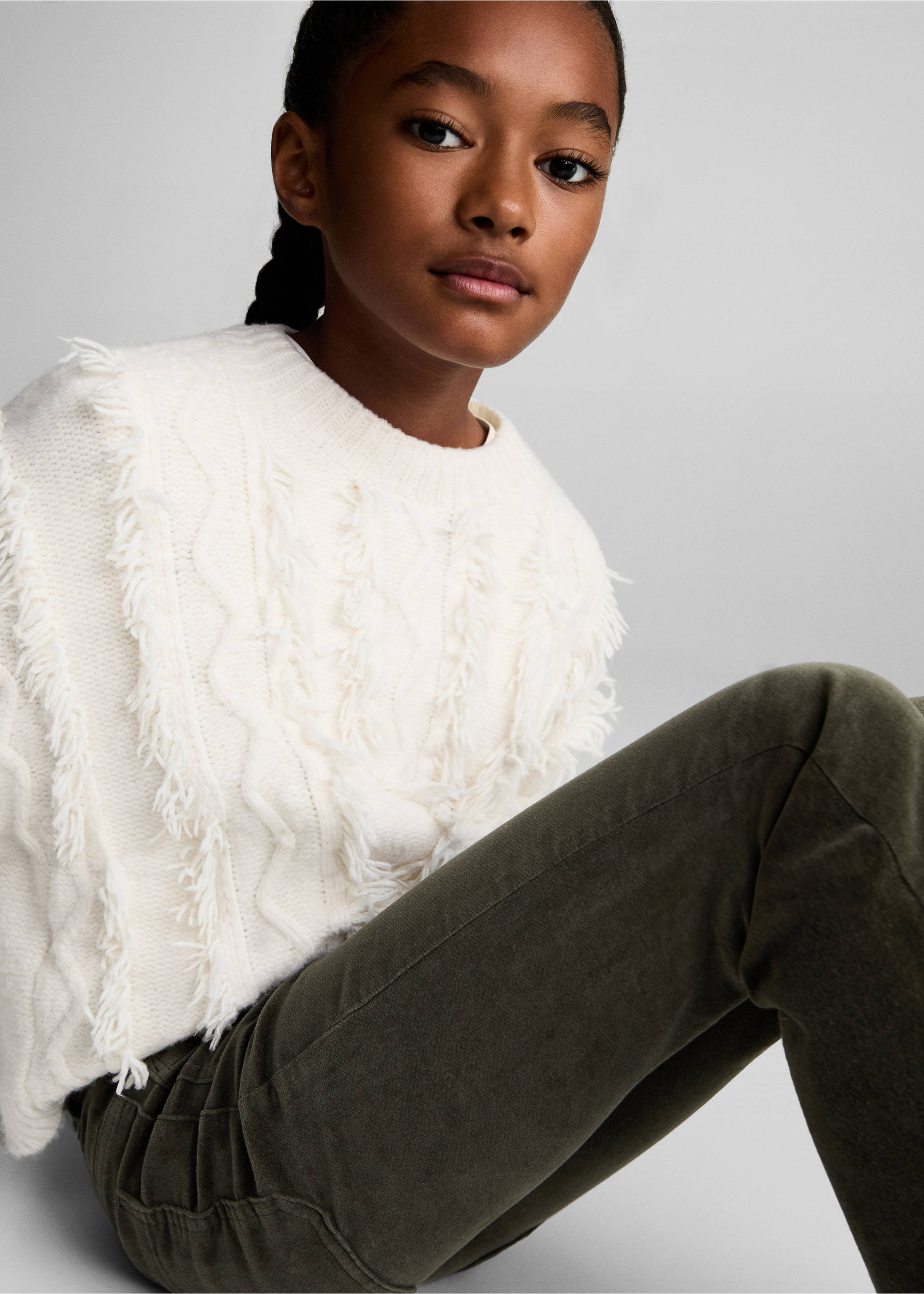 Velvet flared pants - Medium plane, Khaki. Ref: 77077665-00.