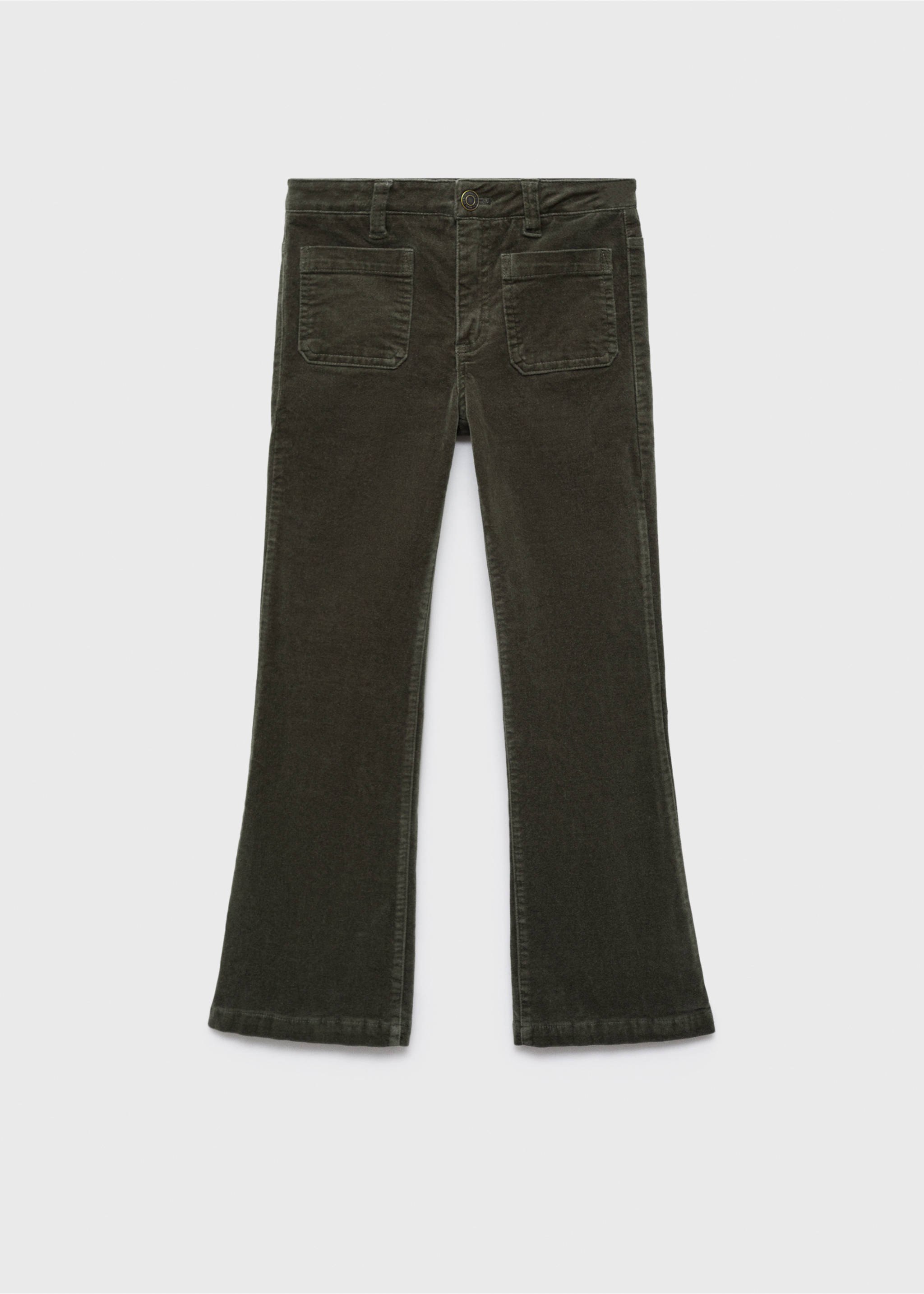 Velvet flared pants - Article without model, Khaki. Ref: 77077665-00.