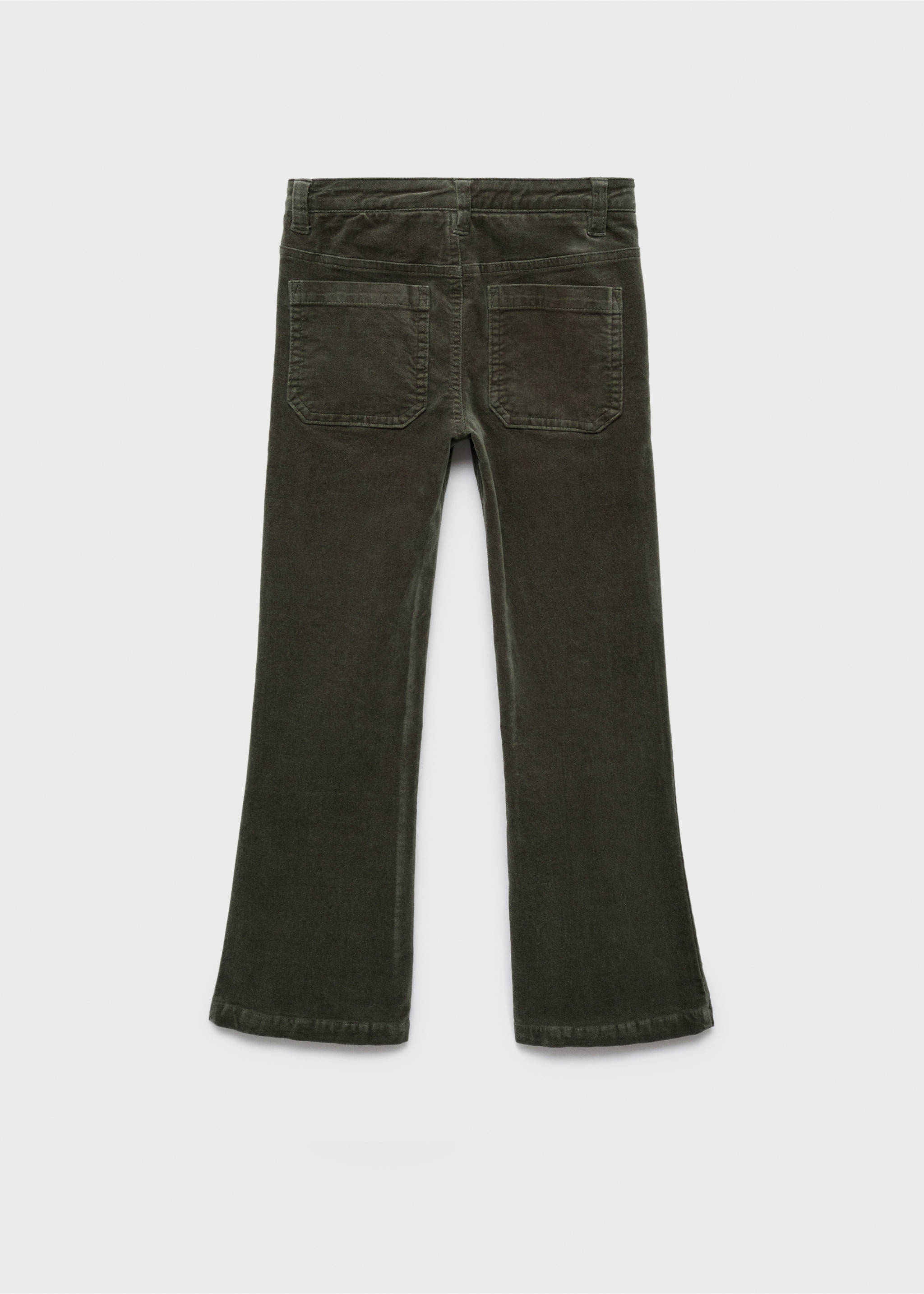 Velvet flared pants - Reverse of the article, Khaki. Ref: 77077665-00.