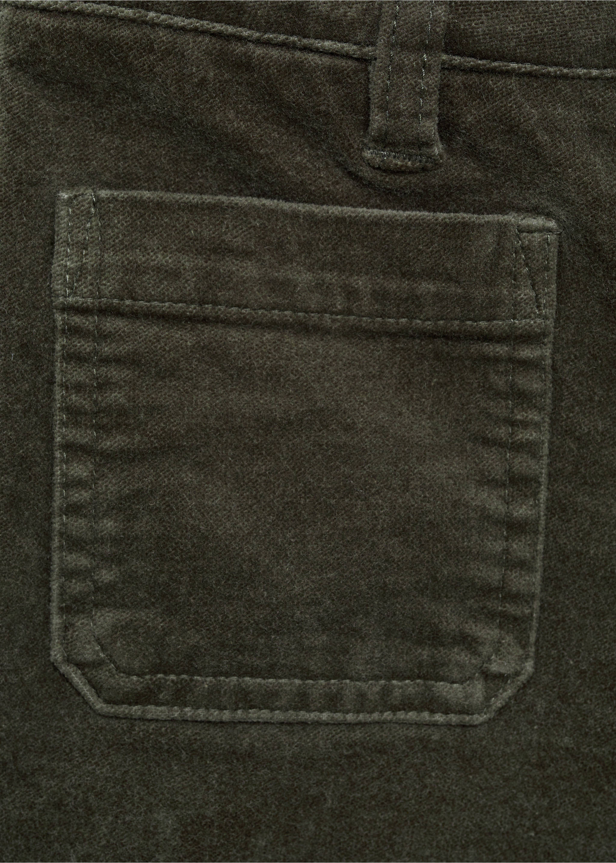 Velvet flared pants - Details of the article 8, Khaki. Ref: 77077665-00.