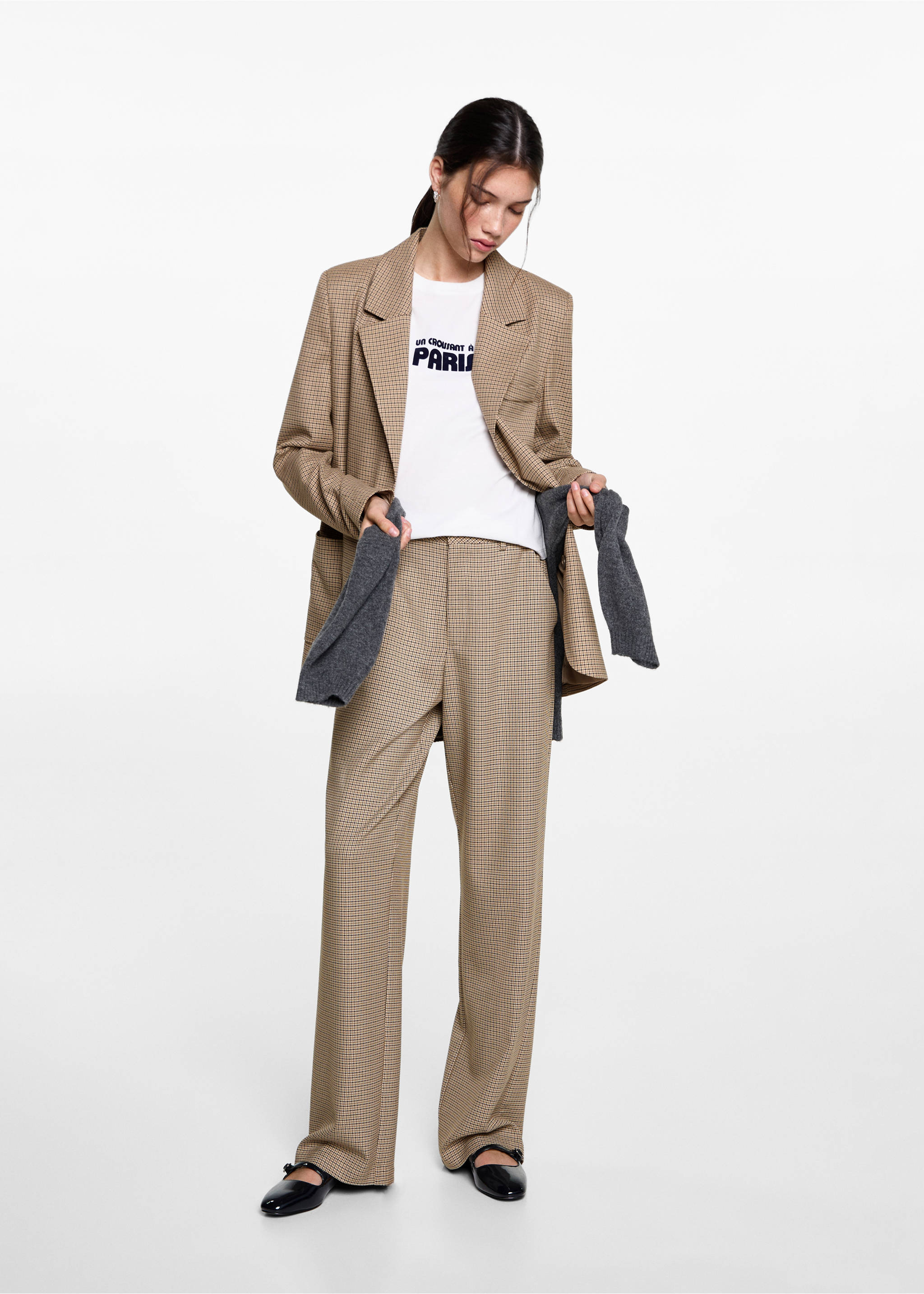 Houndstooth suit trousers - General plane, Beige. Ref: 77077669-00.