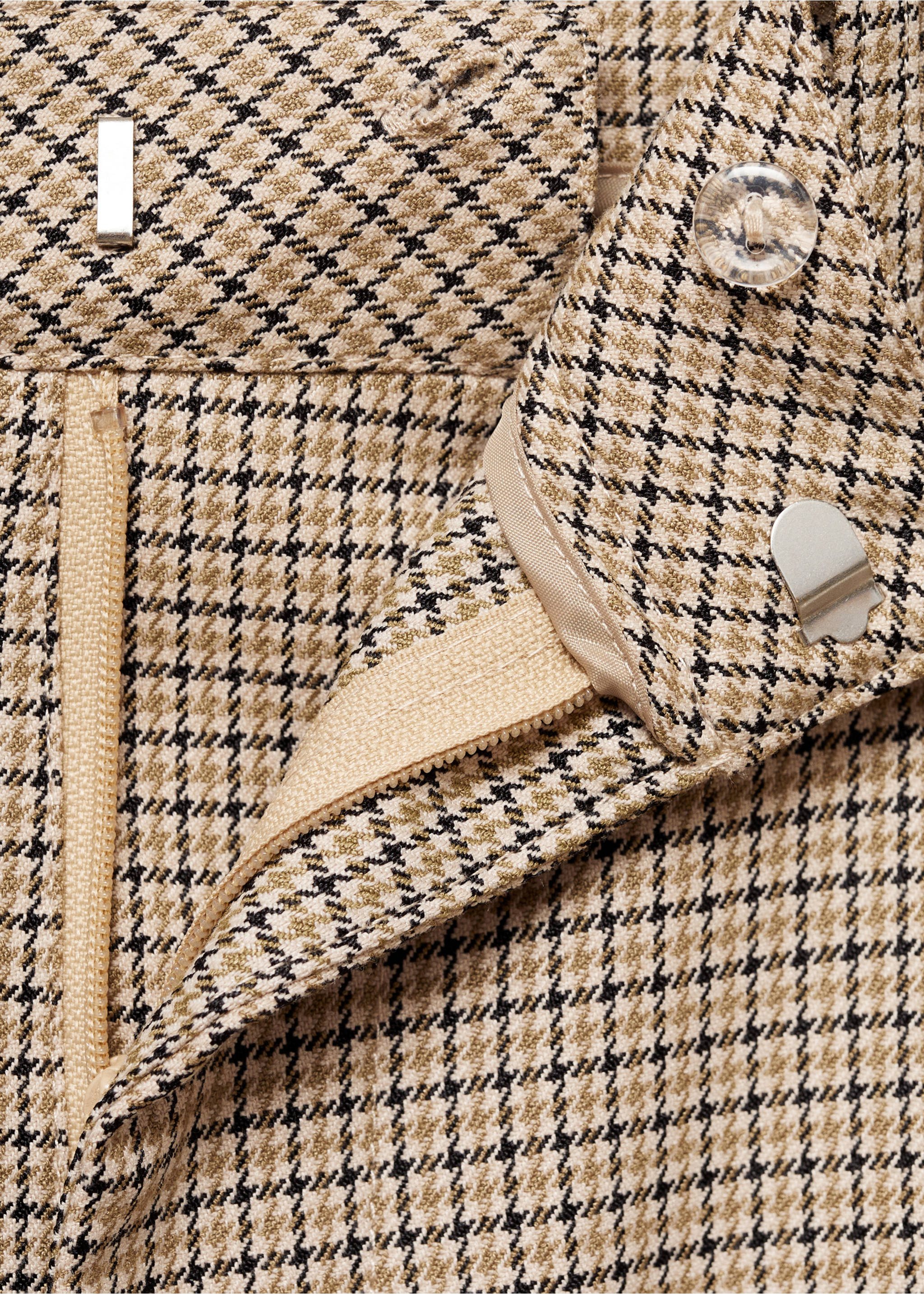 Houndstooth suit trousers - Details of the article 8, Beige. Ref: 77077669-00.