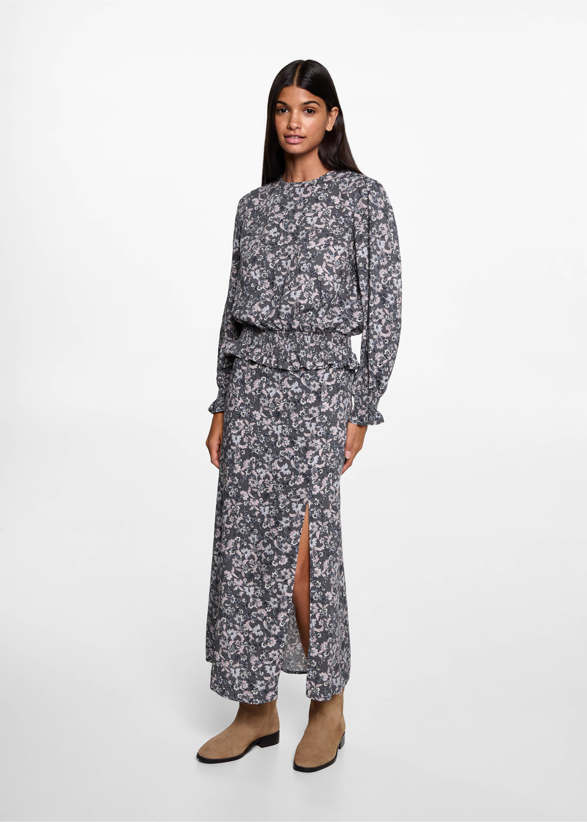 Bluzka w kwiaty - Szczegóły artykułu 2, Różowy. Ref: 77077671-00.