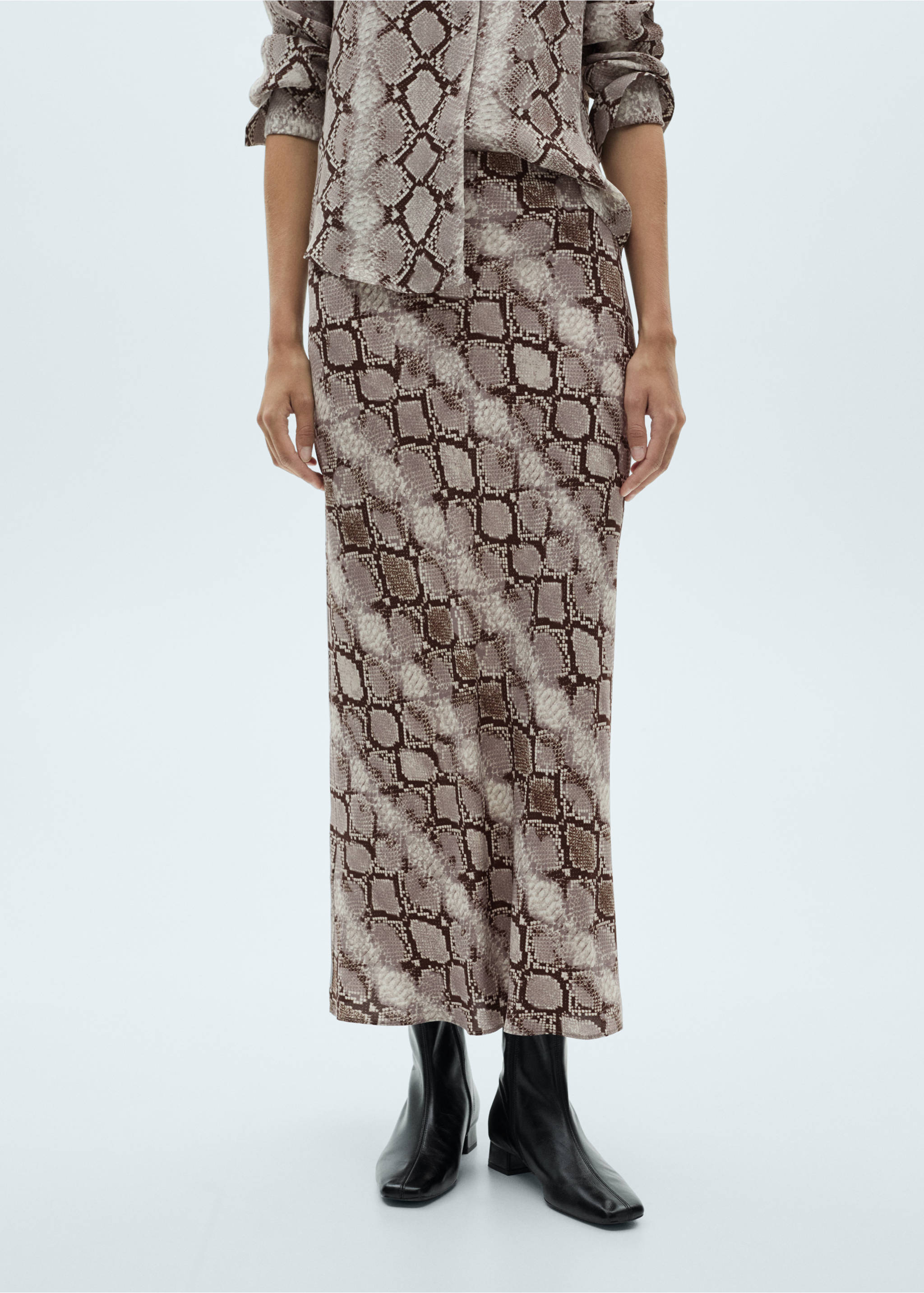 Long animal-print skirt - Medium plane, Brown. Ref: 77077674-00.