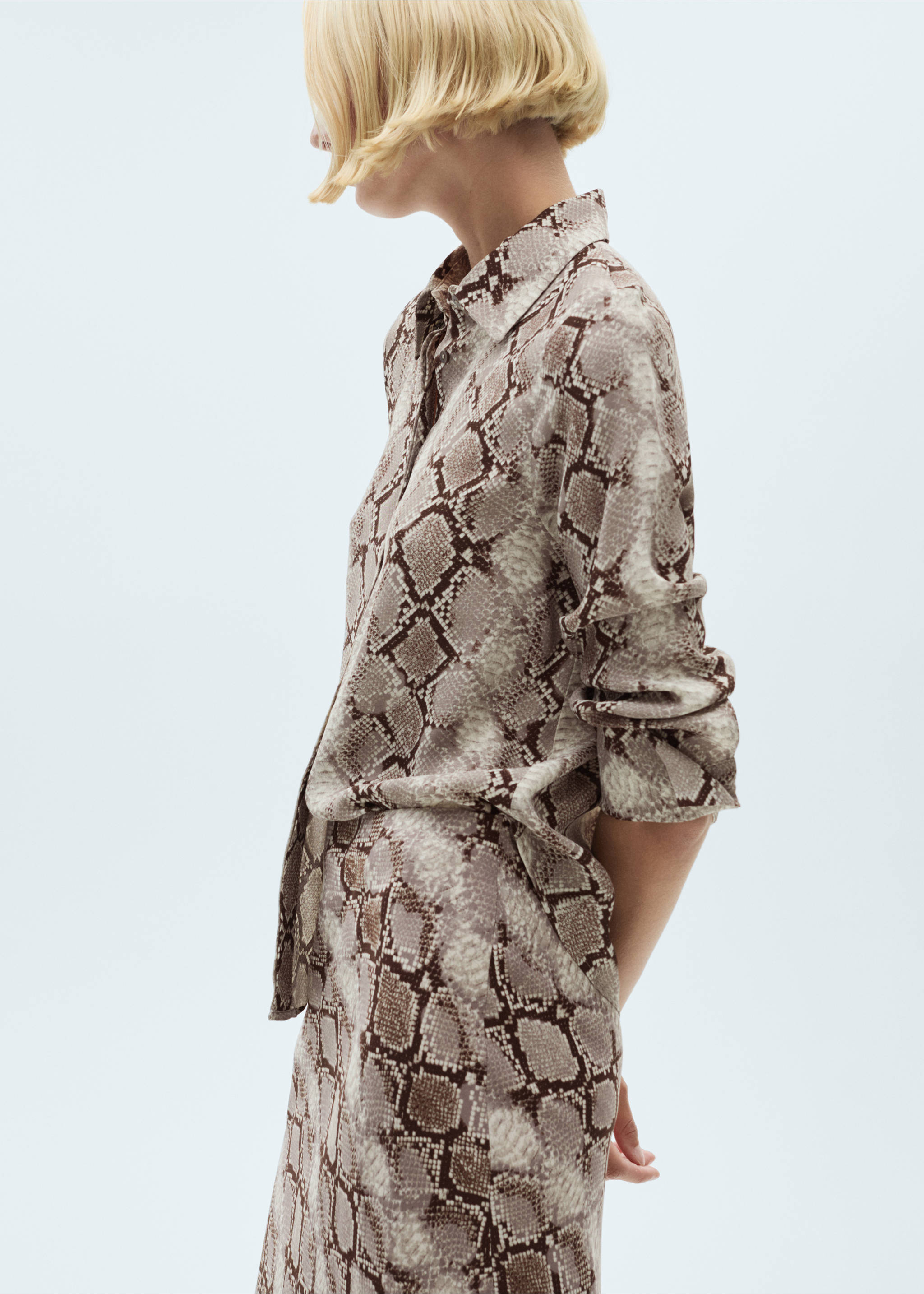 Long animal-print skirt - Details of the article 6, Brown. Ref: 77077674-00.