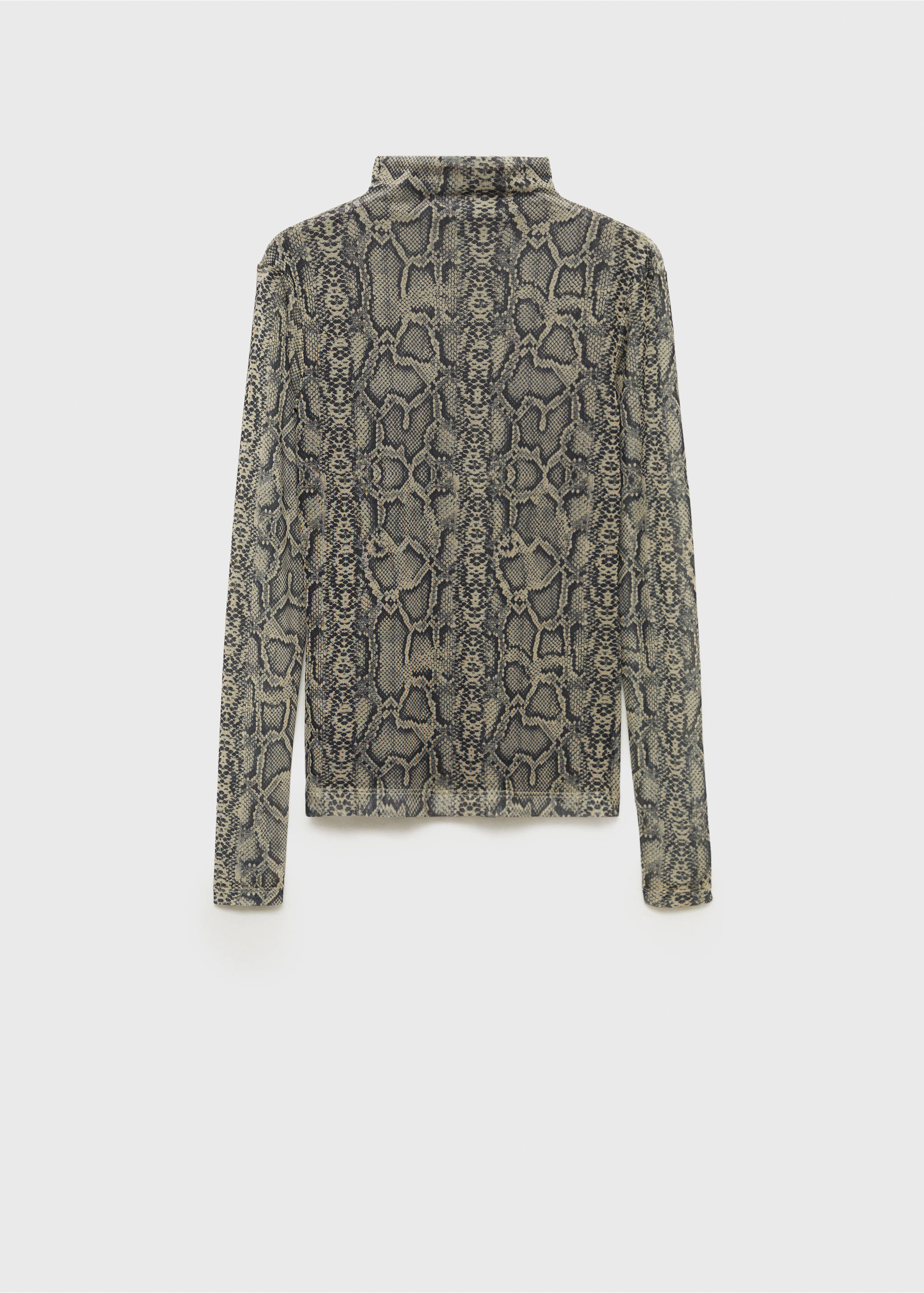 Animal print perkins neck t-shirt - Article without model, Grey. Ref: 77077679-00.