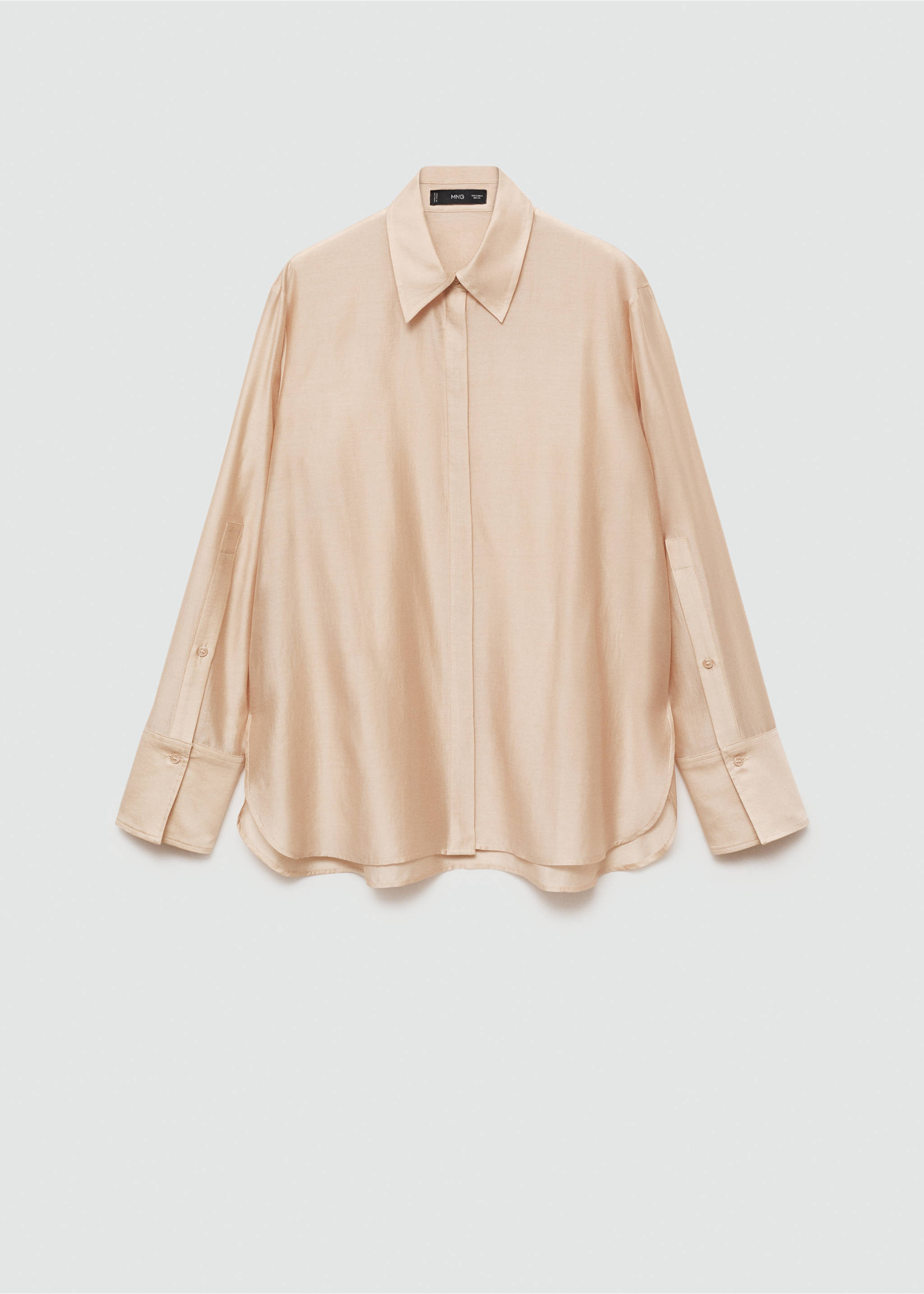 Satin lyocell shirt - Article without model, Beige. Ref: 77077680-00.