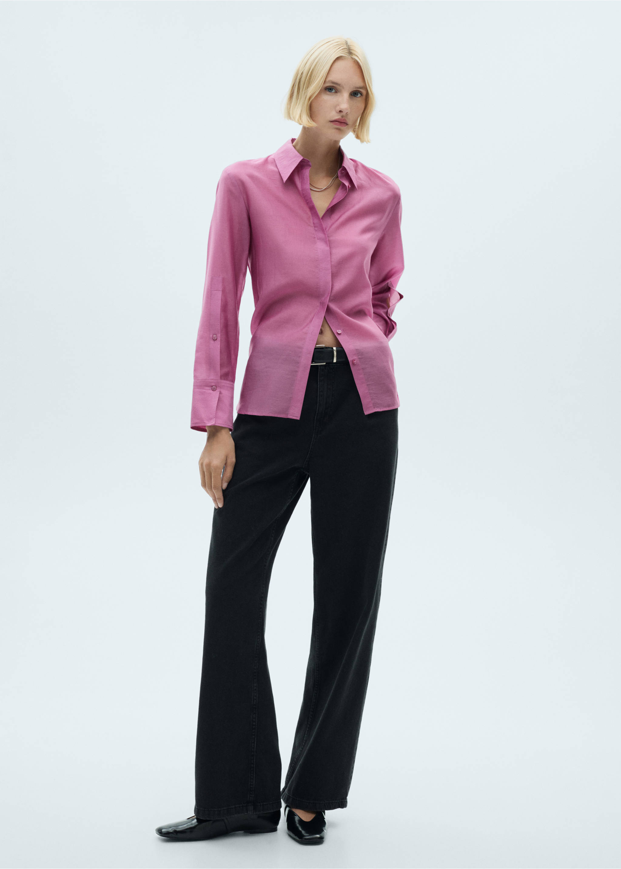 Satin lyocell shirt - General plane, Pink. Ref: 77077680-00.