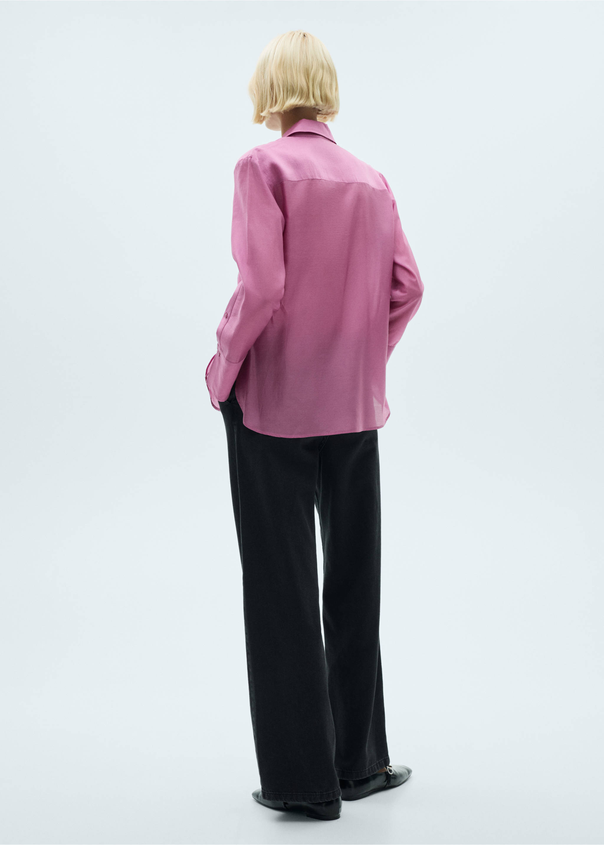 Satin lyocell shirt - Reverse of the article, Pink. Ref: 77077680-00.