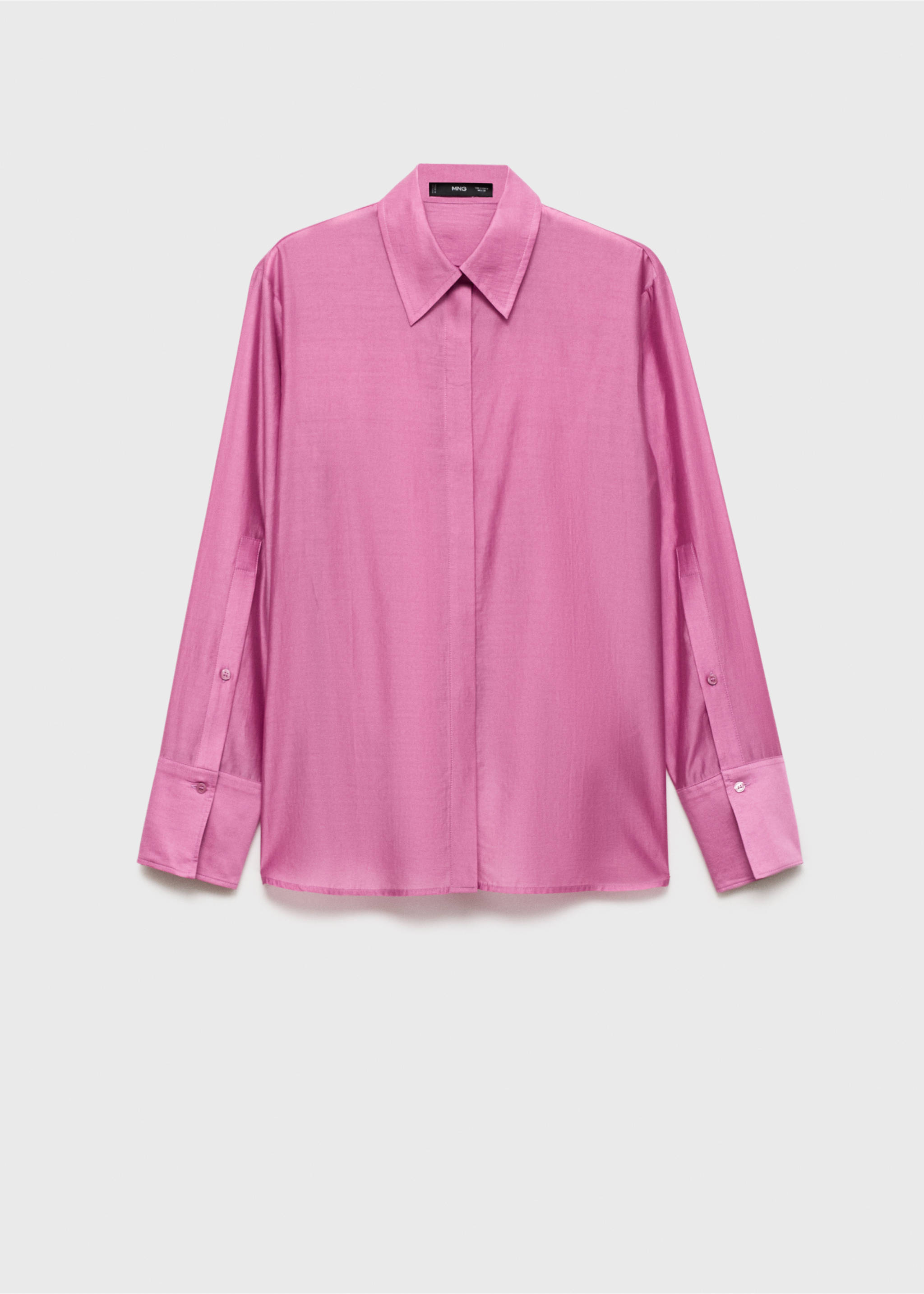 Satin lyocell shirt - Article without model, Pink. Ref: 77077680-00.