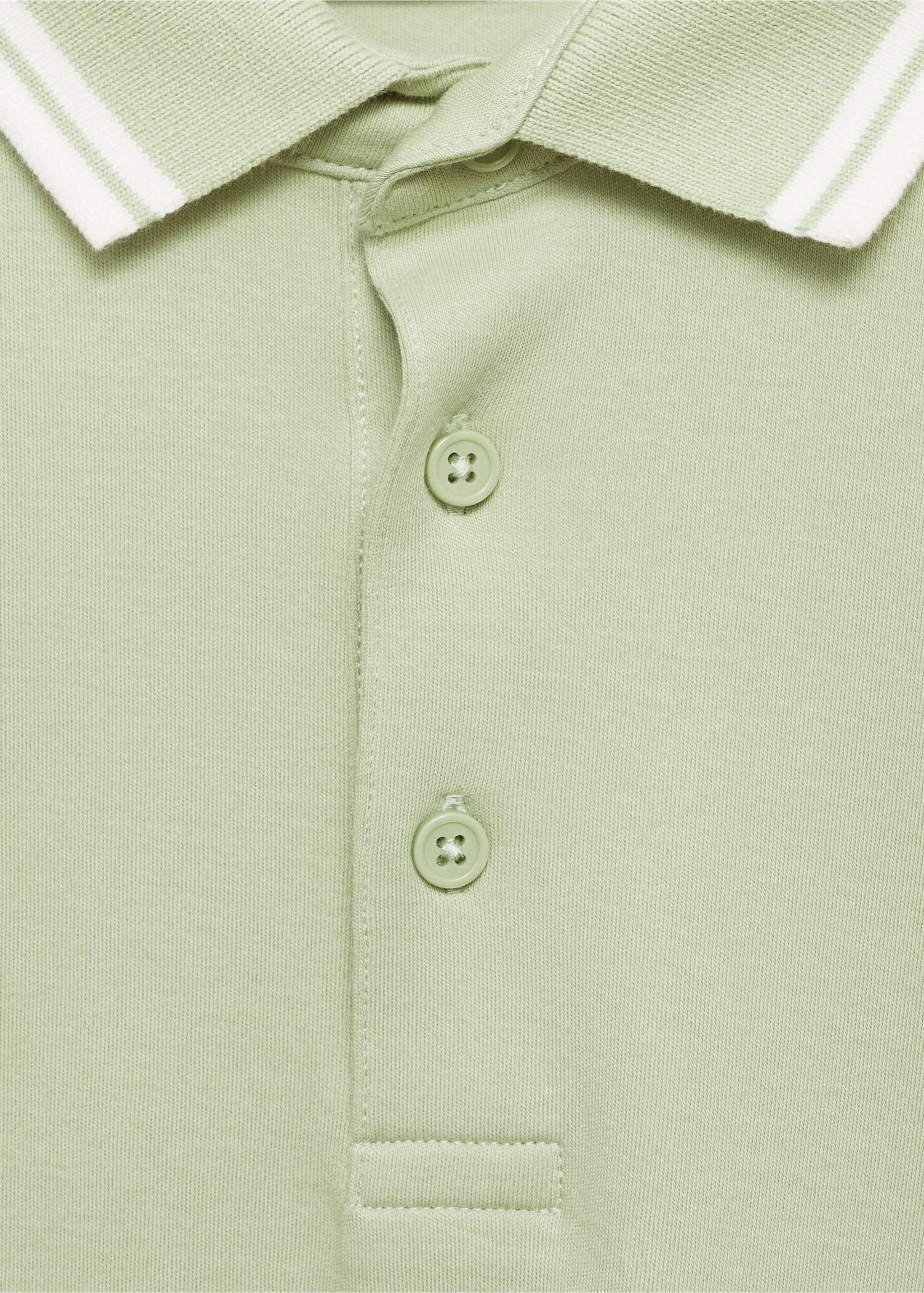 100% cotton polo shirt with contrast piping - Details of the article 8, Pastel Green. Ref: 77077681-00.