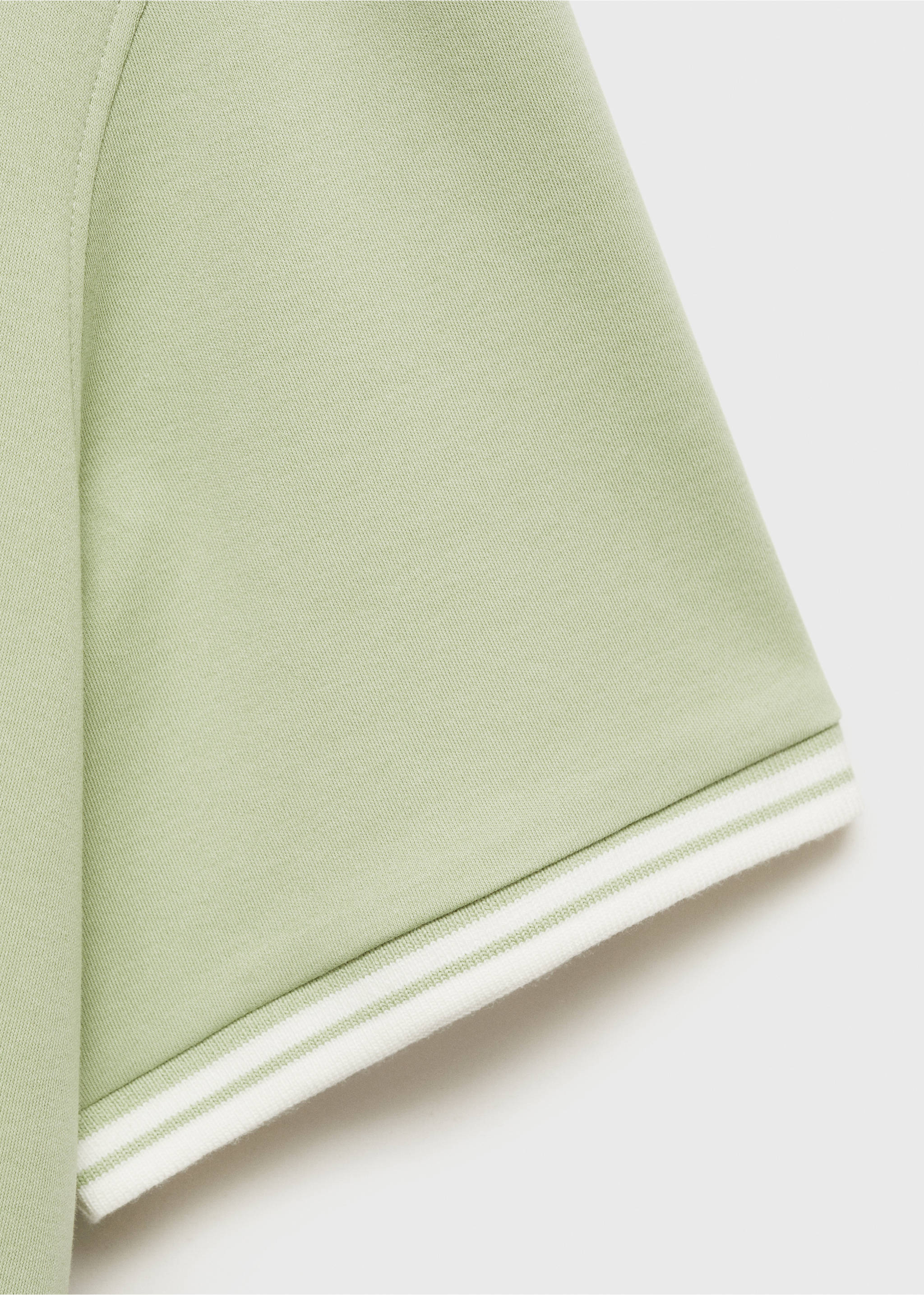 100% cotton polo shirt with contrast piping - Details of the article 0, Pastel Green. Ref: 77077681-00.
