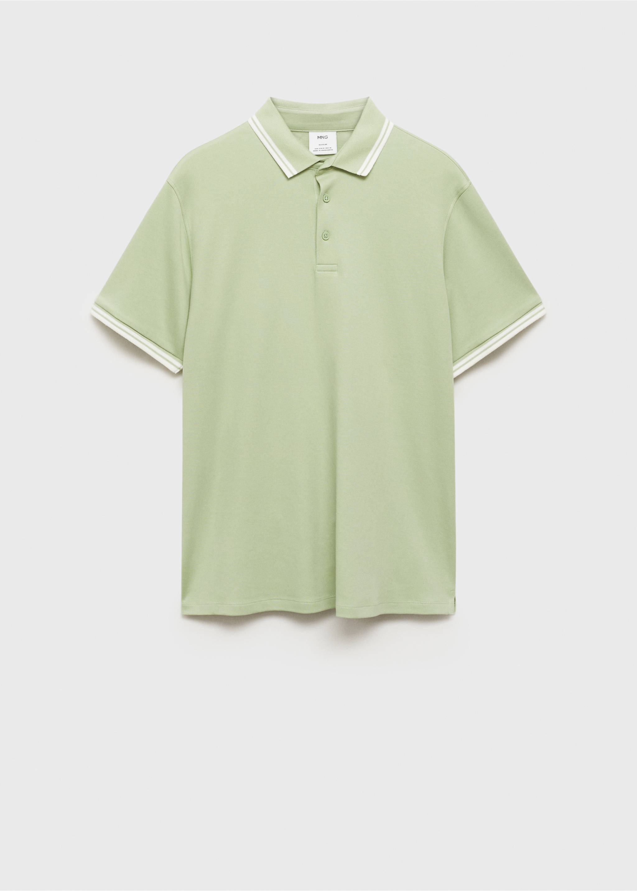 100% cotton polo shirt with contrast piping - Article without model, Pastel Green. Ref: 77077681-00.