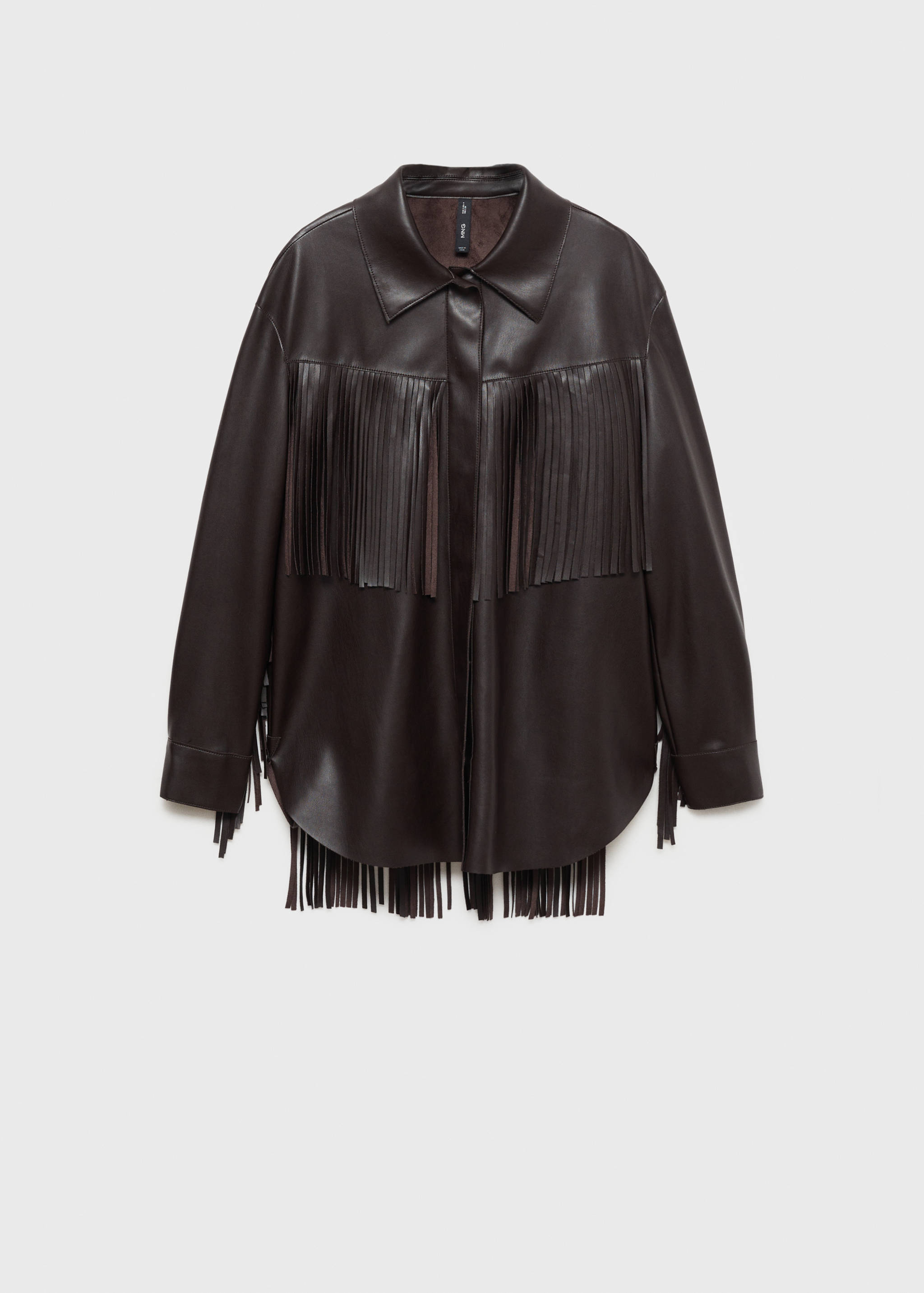 Faux-leather fringed overshirt - Article without model