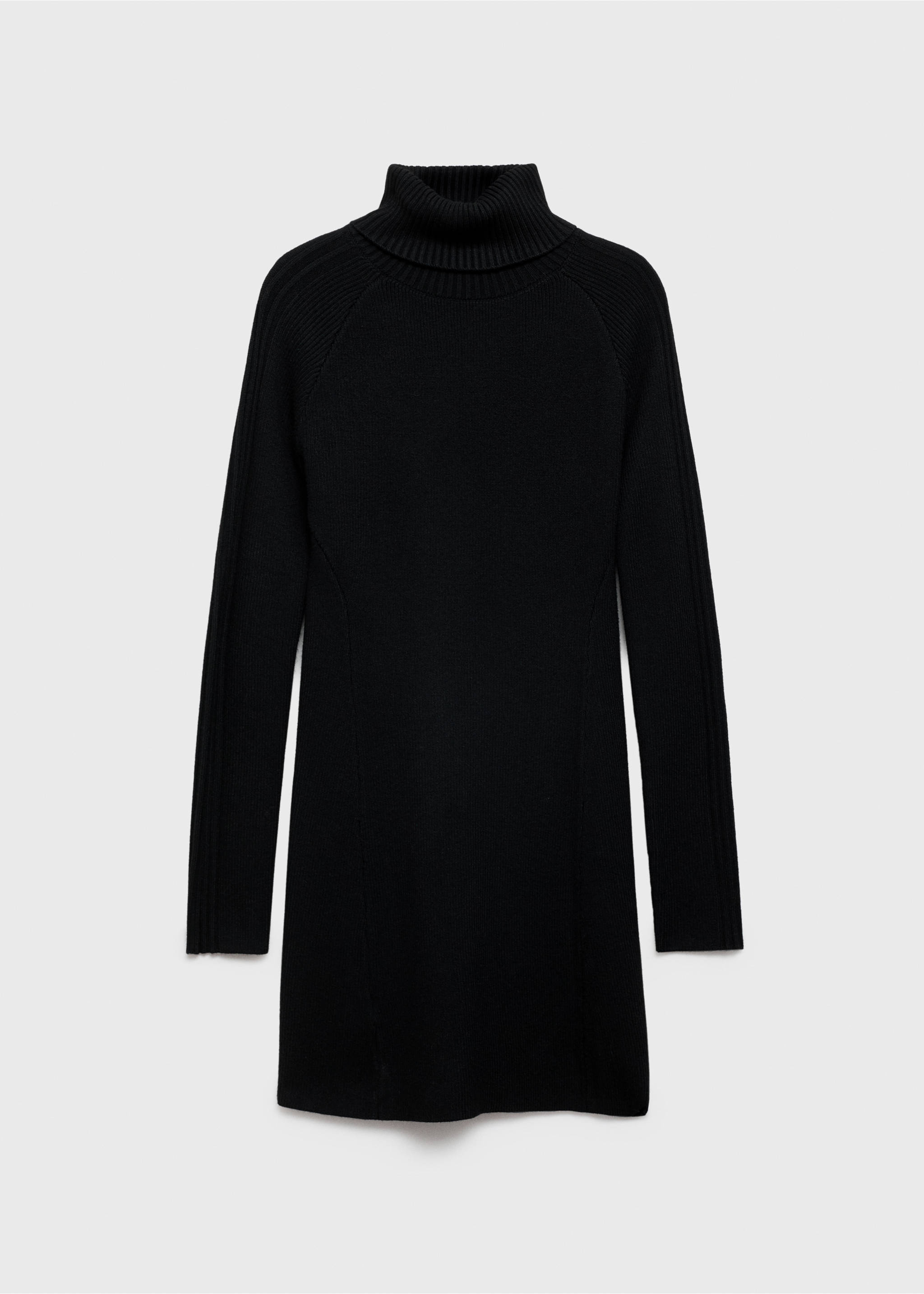 Kurzes Strickkleid mit weitem Rollkragen - Artikel ohne Model, Schwarz. Ref: 77077689-00.