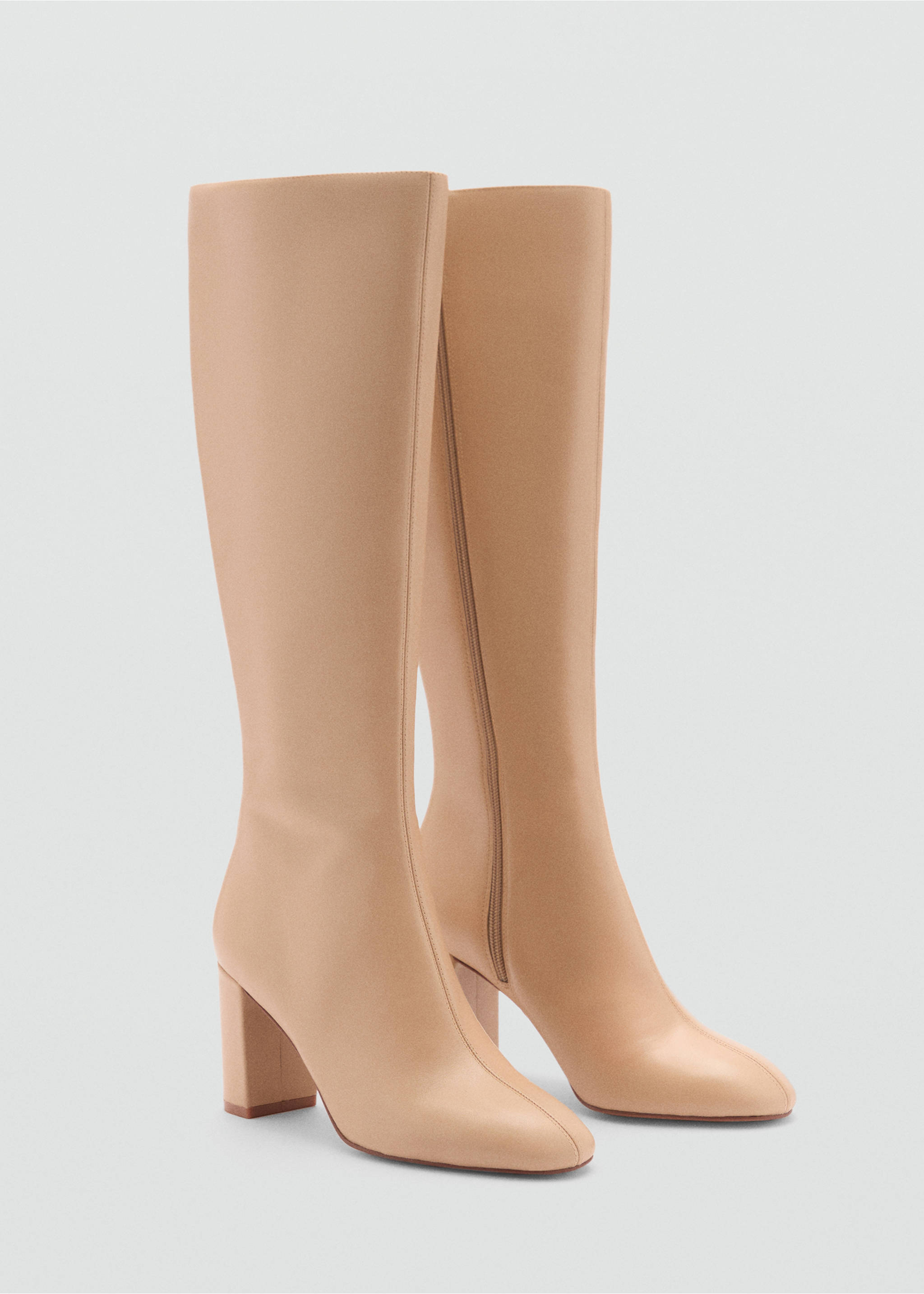 Bota piel caña alta - Plano medio, Marrón medio. Ref: 77077694-00.