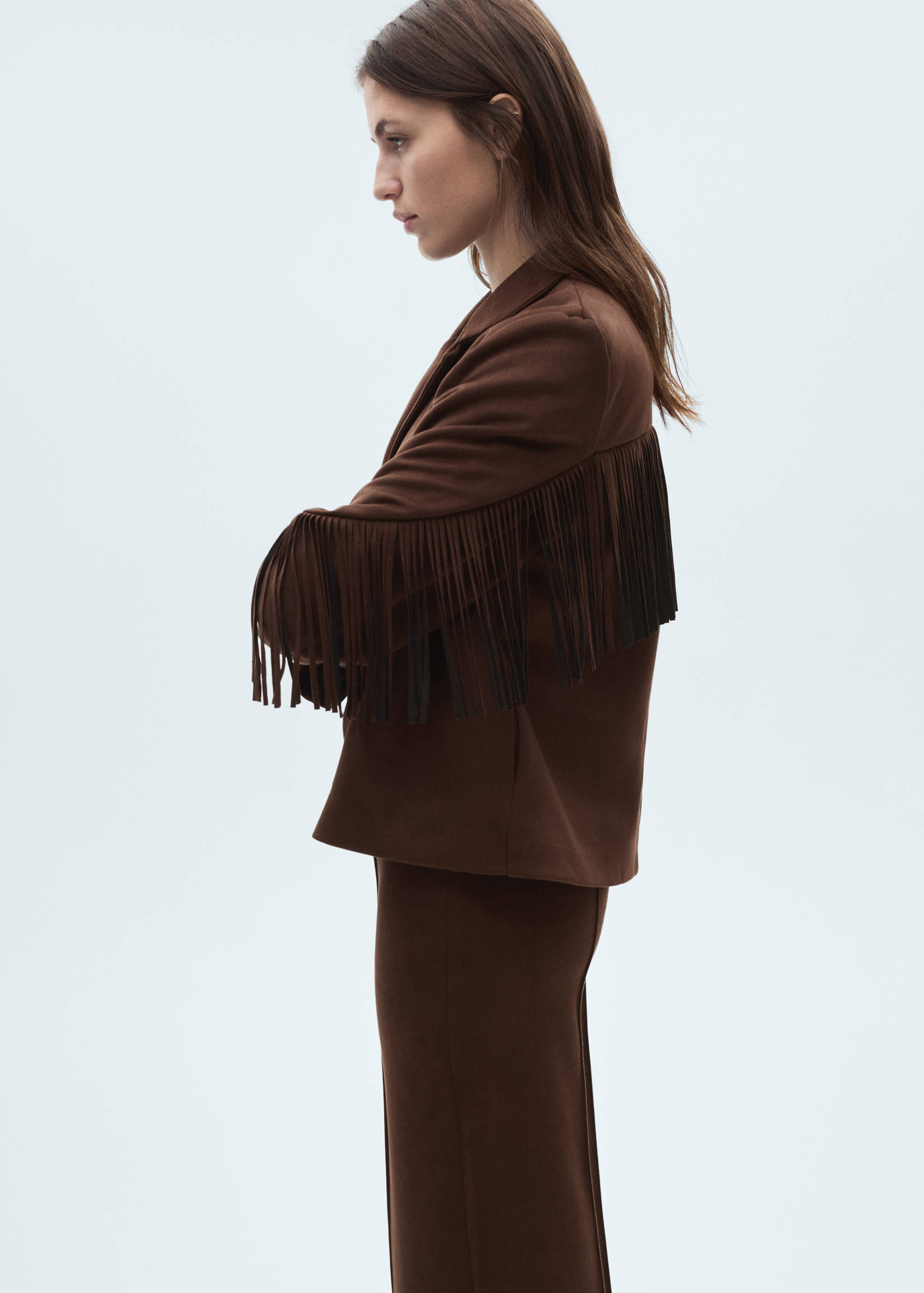 Suede-effect fringed jacket - Medium plane