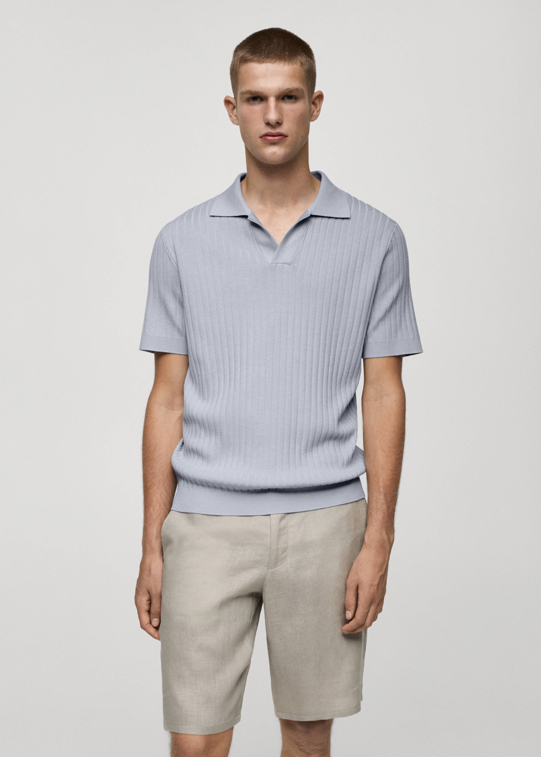 Fine rib-knit polo shirt - Medium plane
