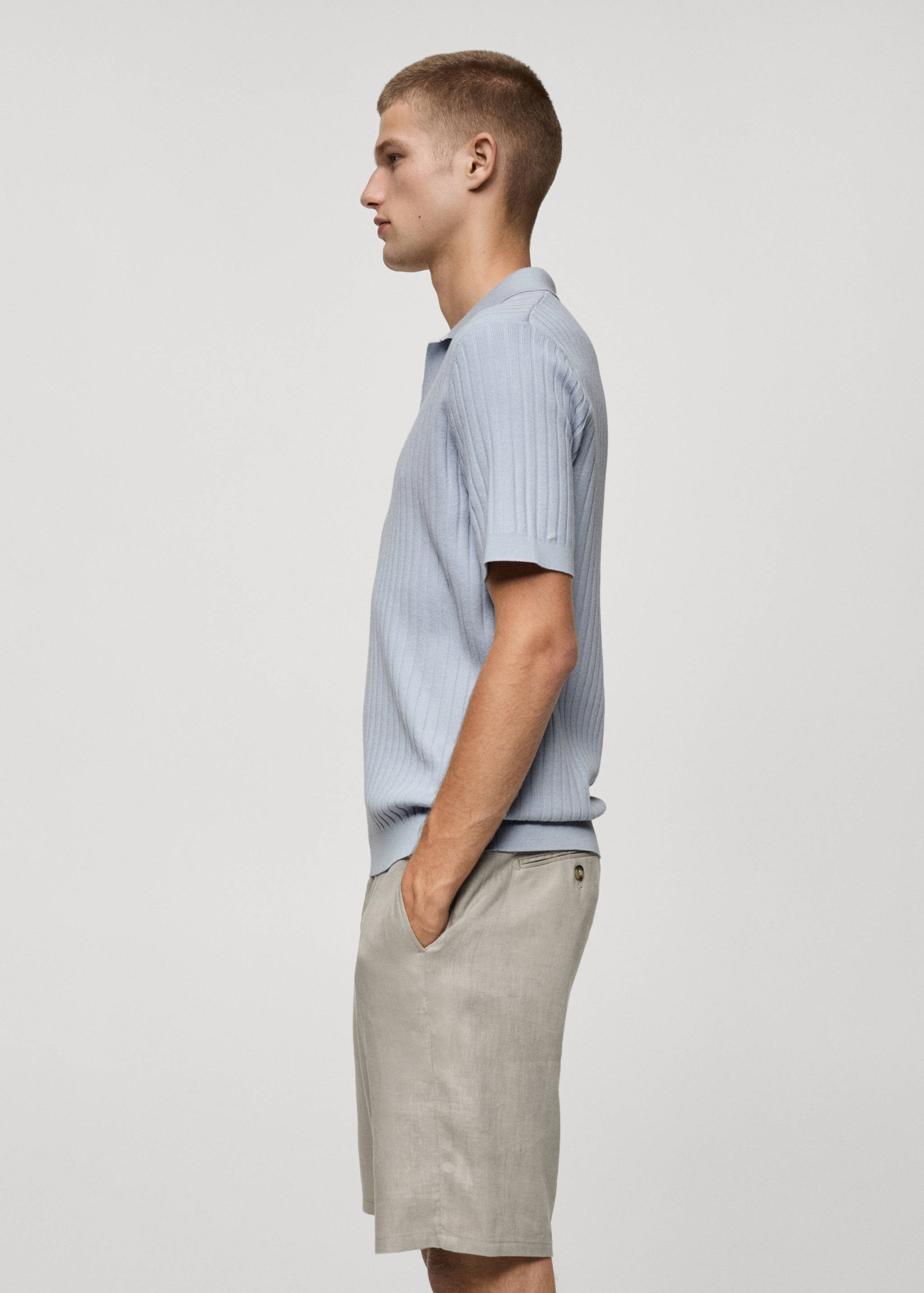 Fine rib-knit polo shirt - Details of the article 2