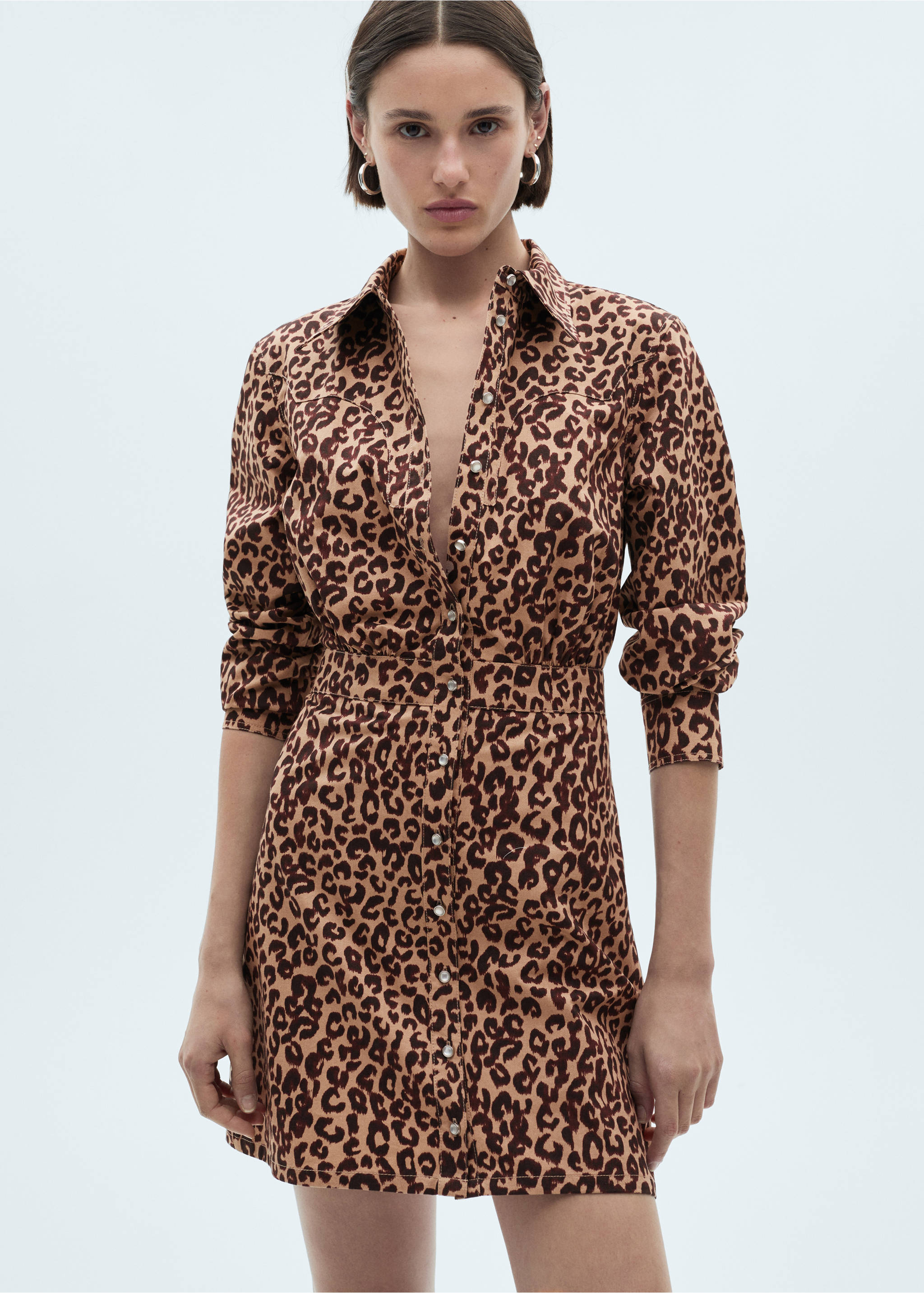 Leopard-print shirt dress - Medium plane, Brown. Ref: 77077699-00.