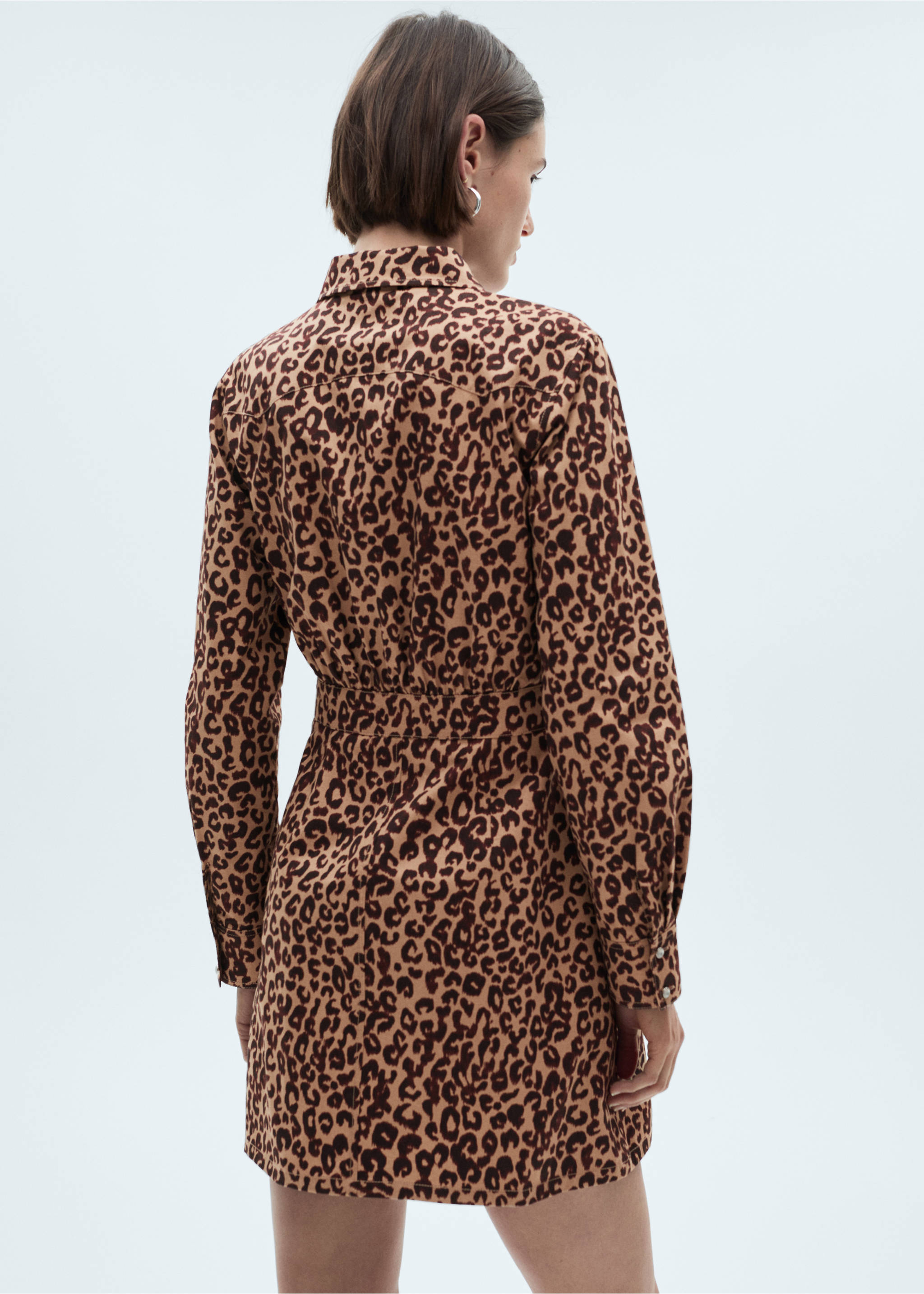 Leopard-print shirt dress - Reverse of the article, Brown. Ref: 77077699-00.
